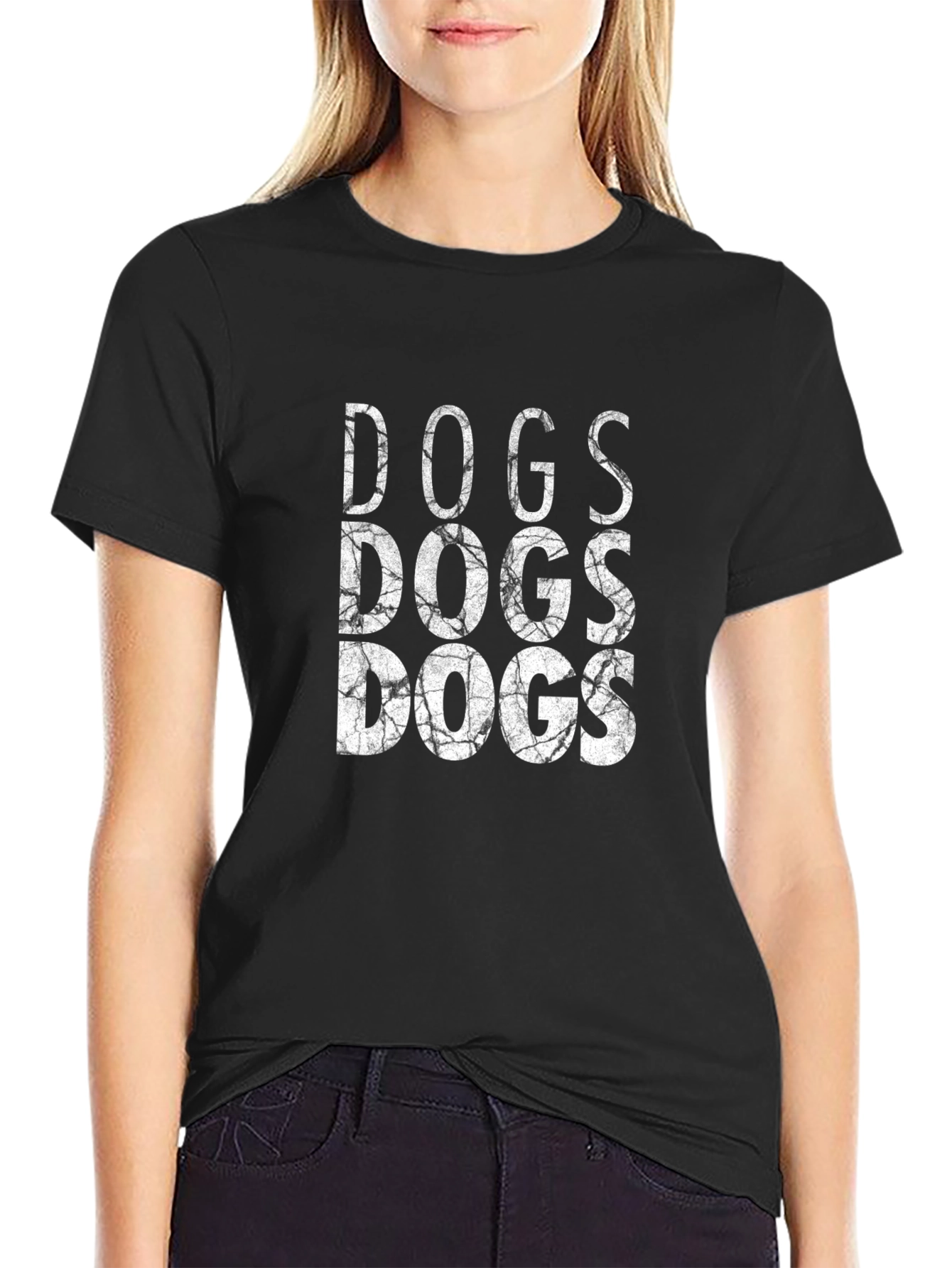 Cool DOGS Graphic Print Black T-Shirt