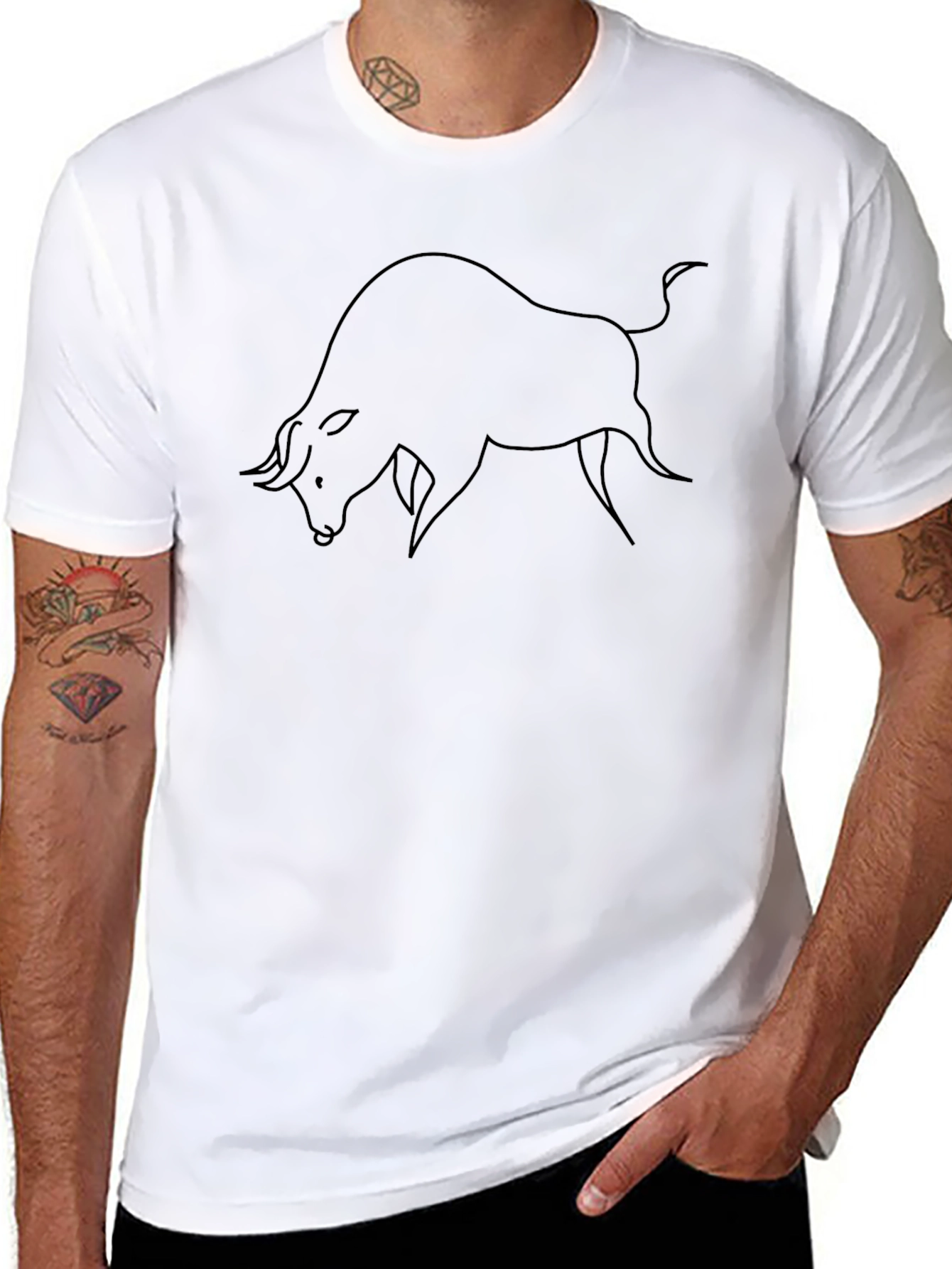 Bold Bull Graphic Tee - Classic Black Cotton T-Shirt