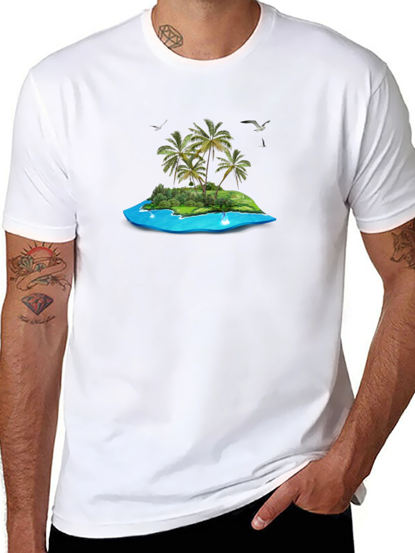 Tropical Island Graphic T-Shirt