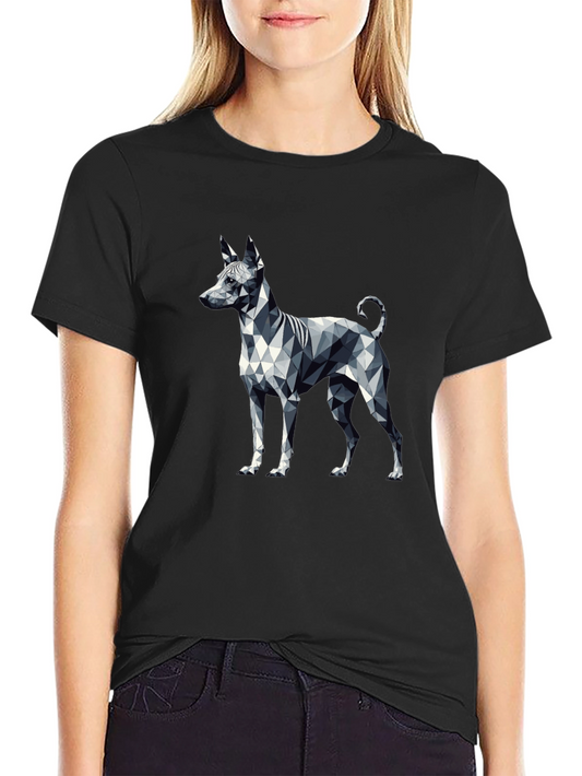 Geometric Dog Graphic Tee - Modern Minimalist Style