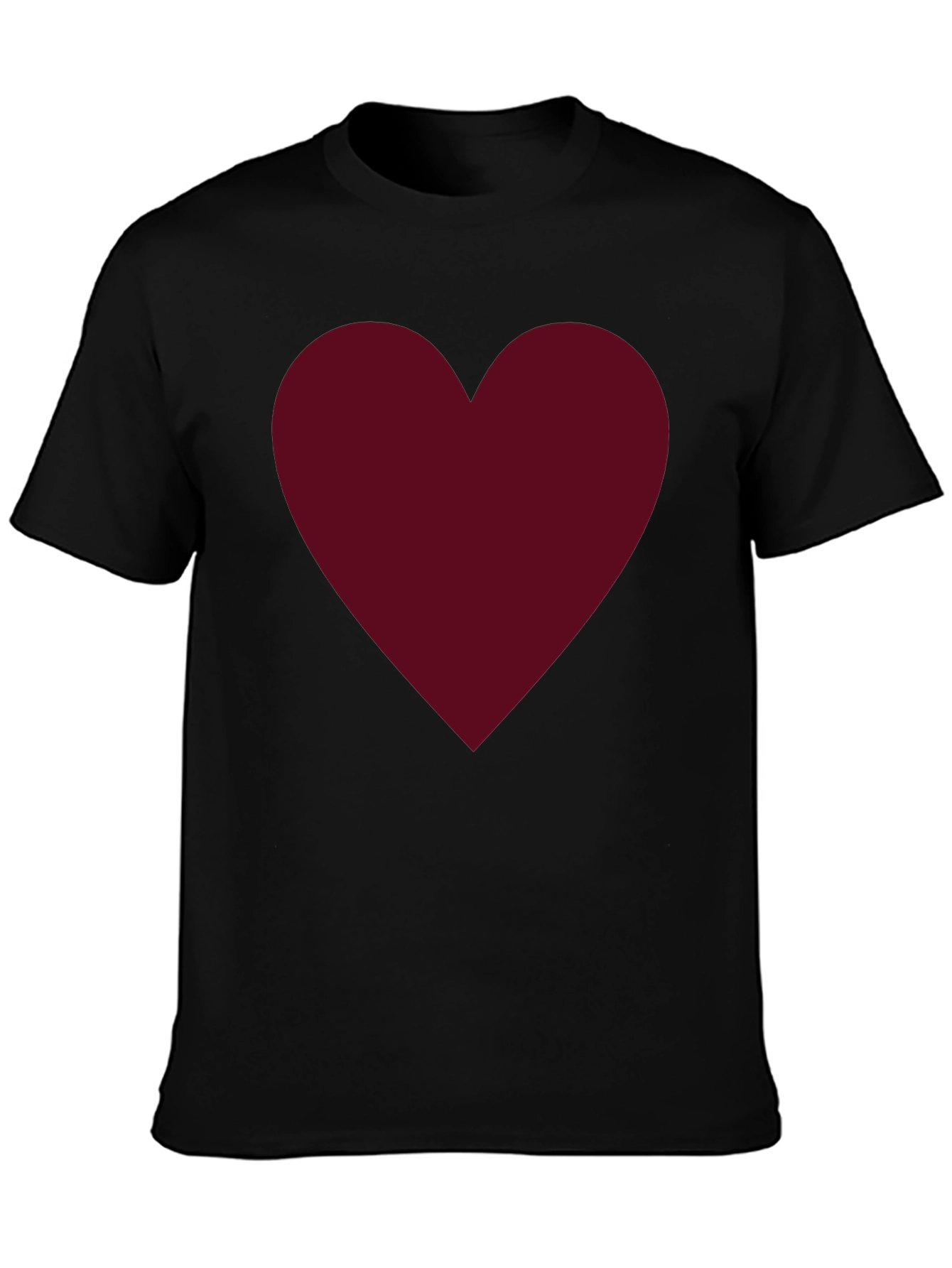 Burgundy Heart Graphic Black T-Shirt