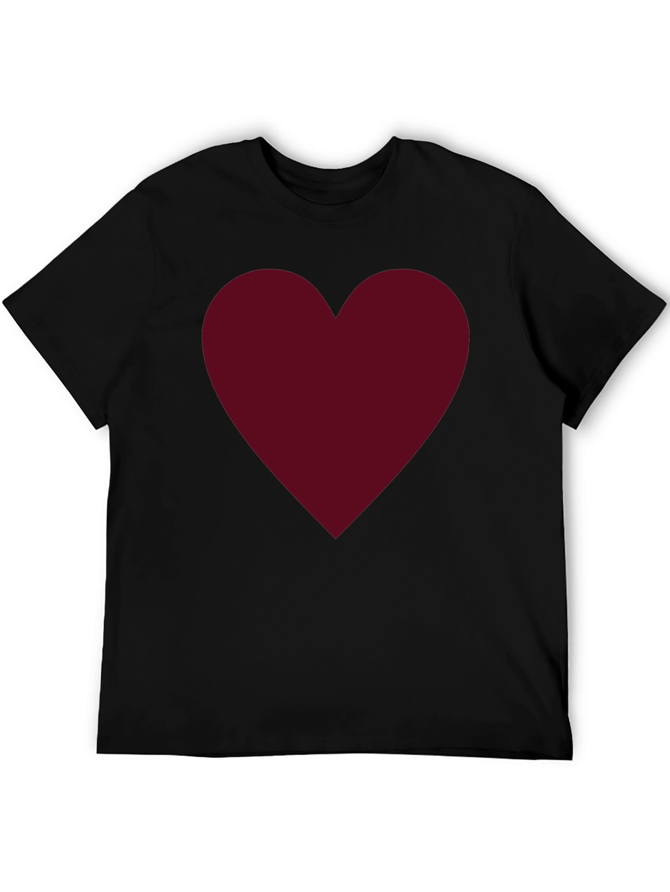 Burgundy Heart Graphic Black T-Shirt