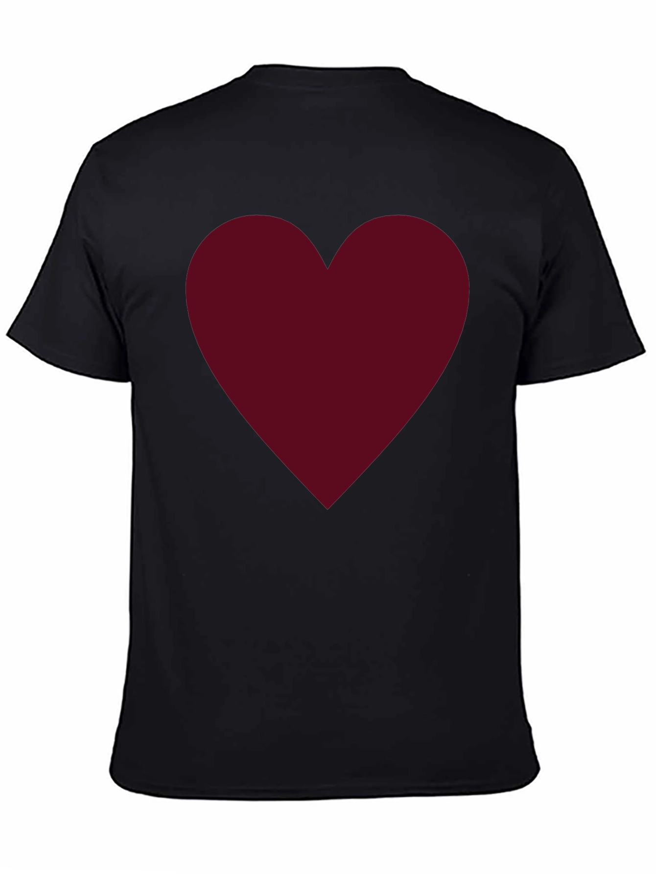 Burgundy Heart Graphic Black T-Shirt
