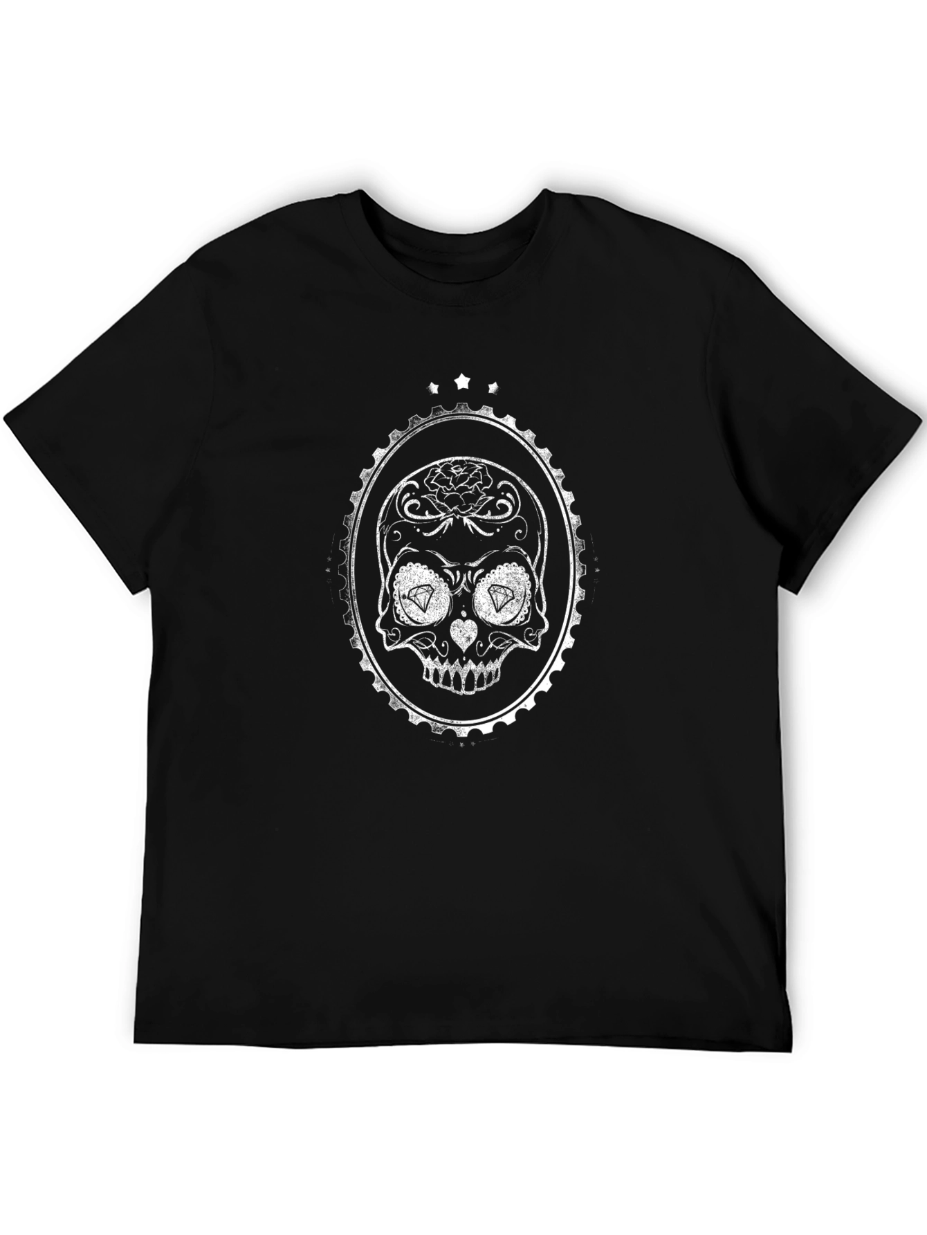Sugar Skull Oval Frame Black Tee
