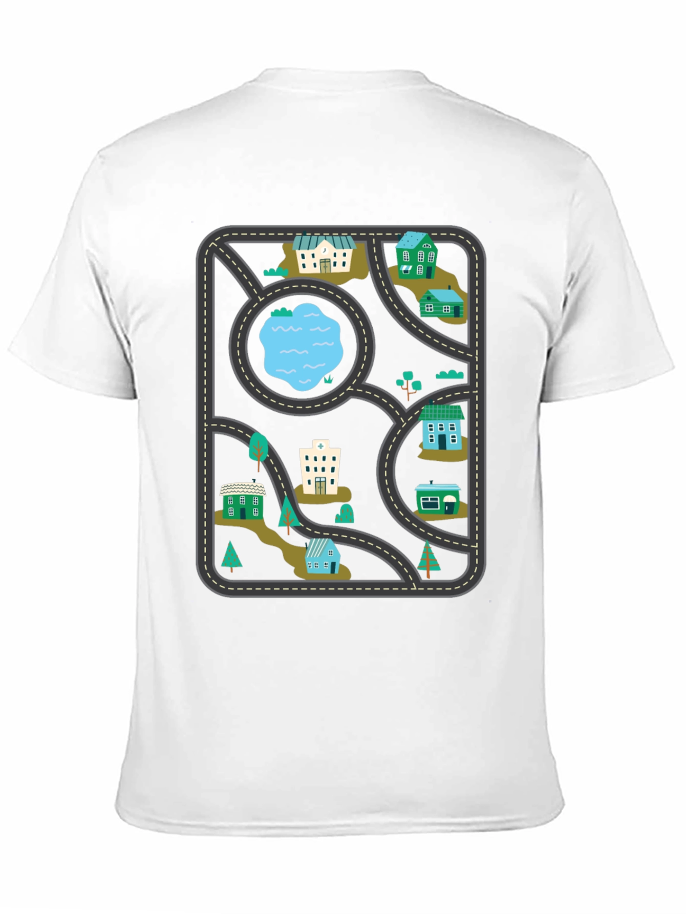 City Map Graphic Tee - Black Cotton T-Shirt