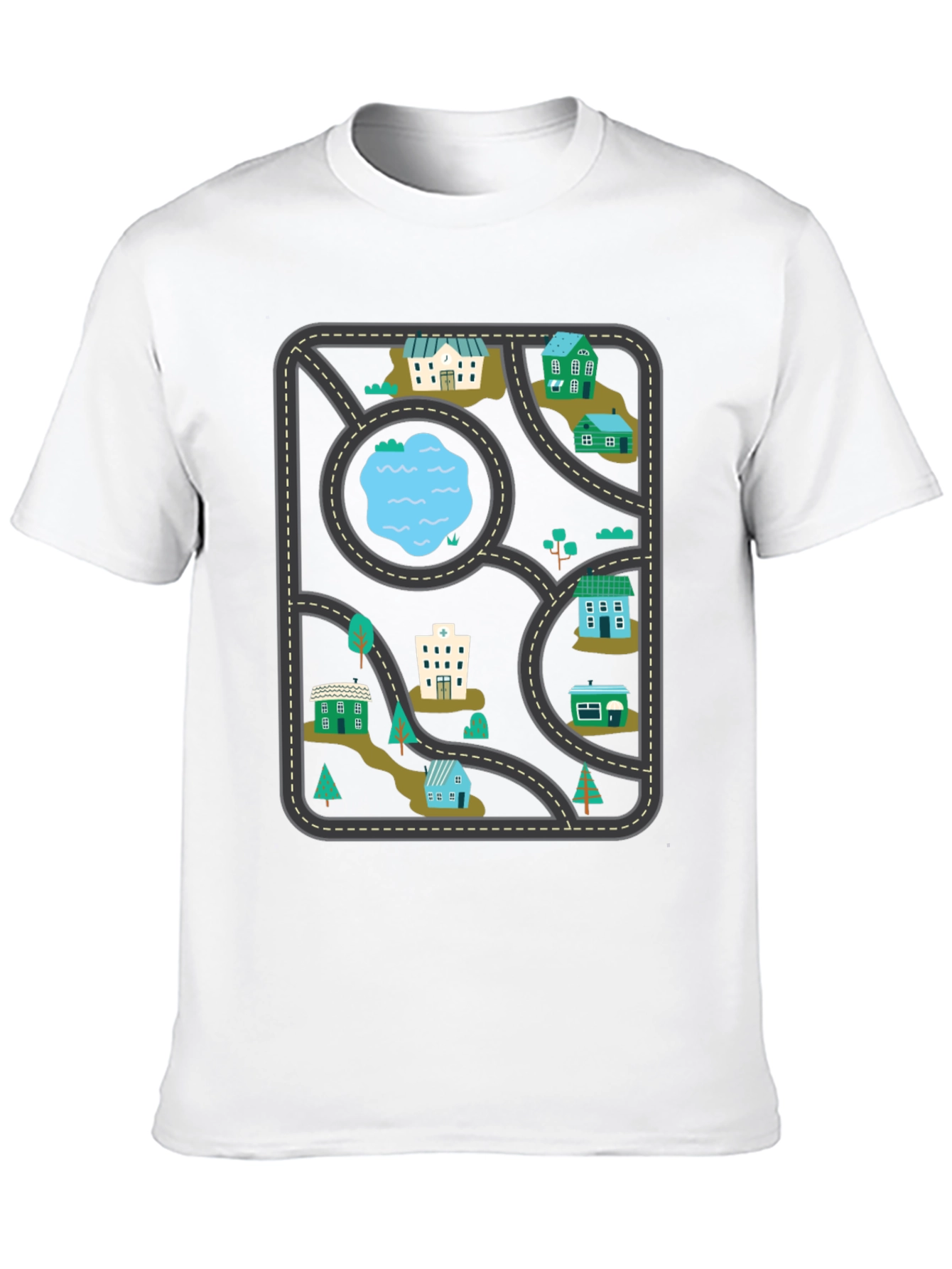 City Map Graphic Tee - Black Cotton T-Shirt