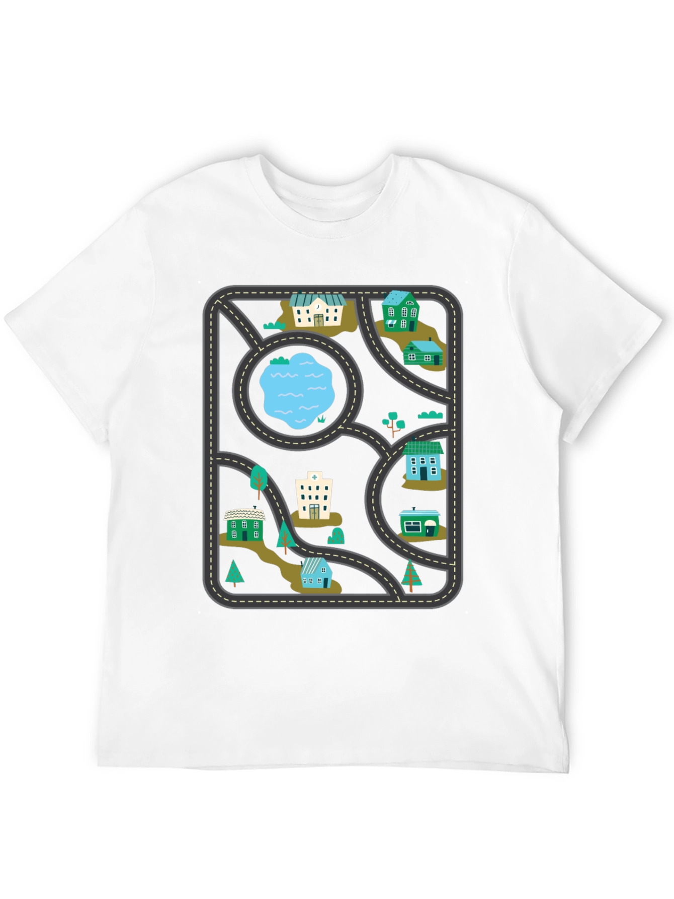 City Map Graphic Tee - Black Cotton T-Shirt