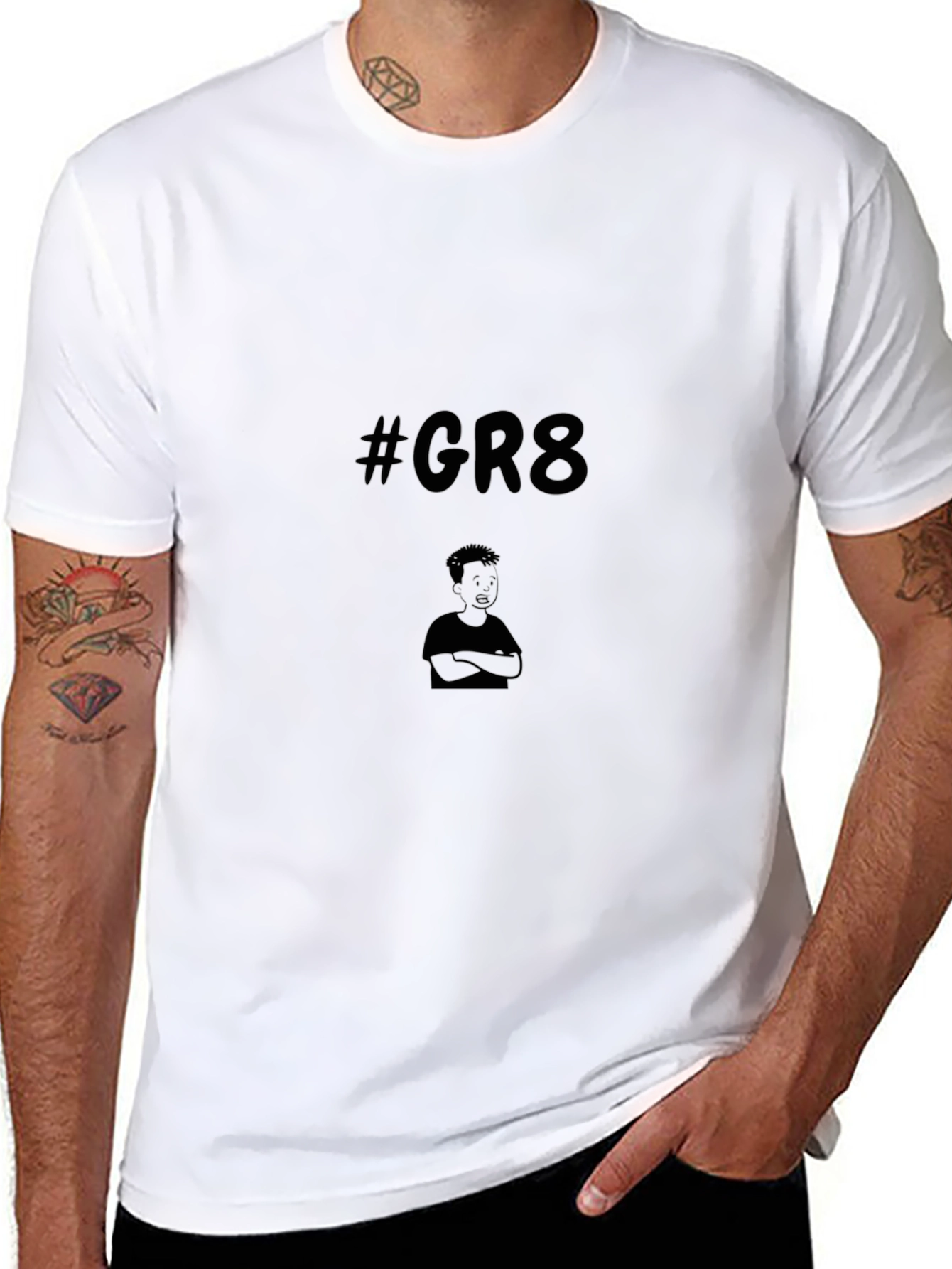 Mens Black Graphic T-Shirt - #GR8 Design