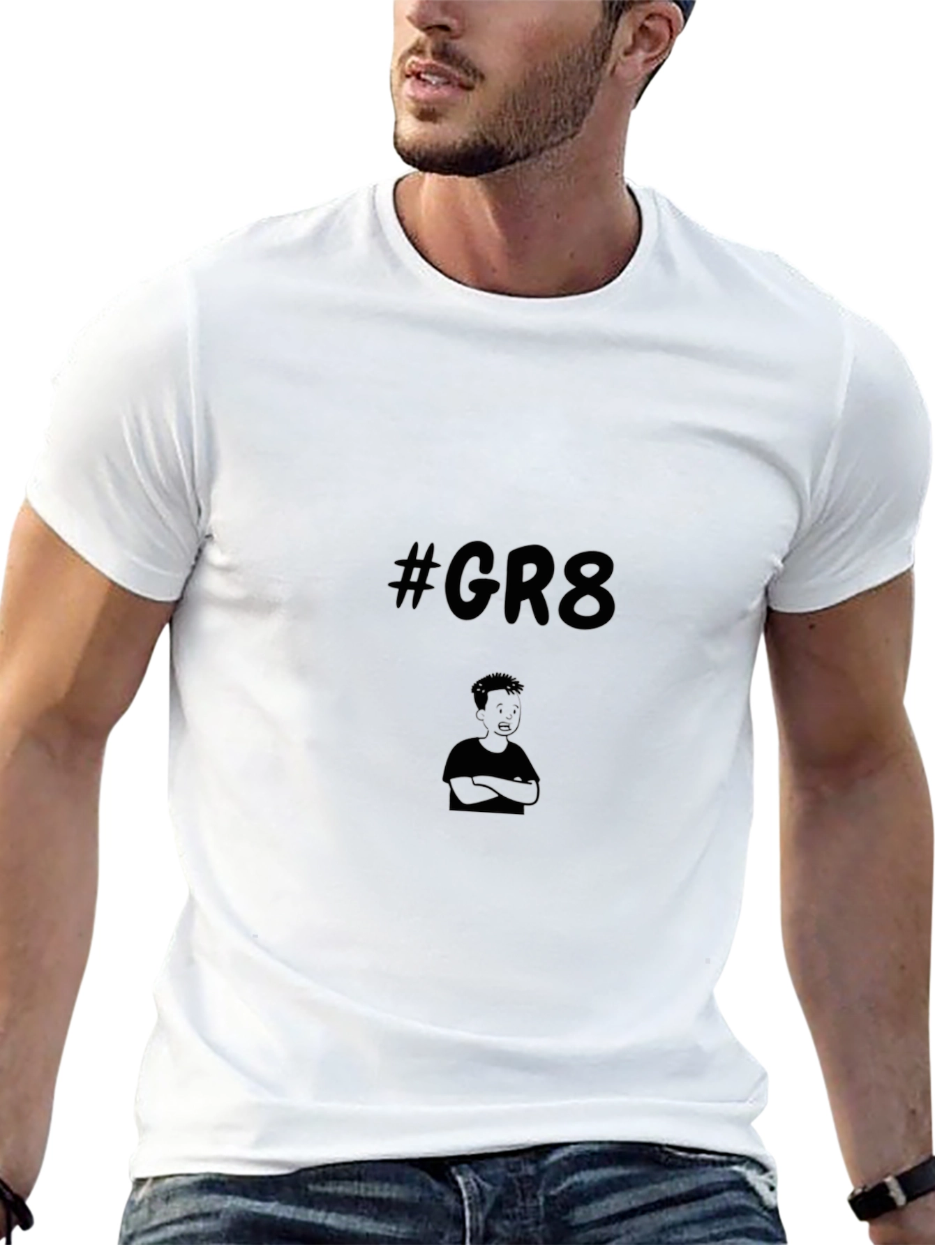 Mens Black Graphic T-Shirt - #GR8 Design