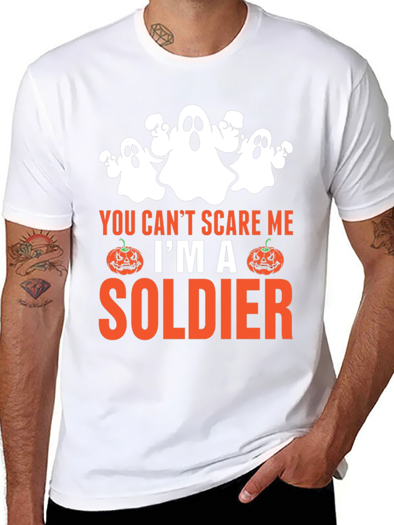 Halloween Soldier T-Shirt - You Cant Scare Me