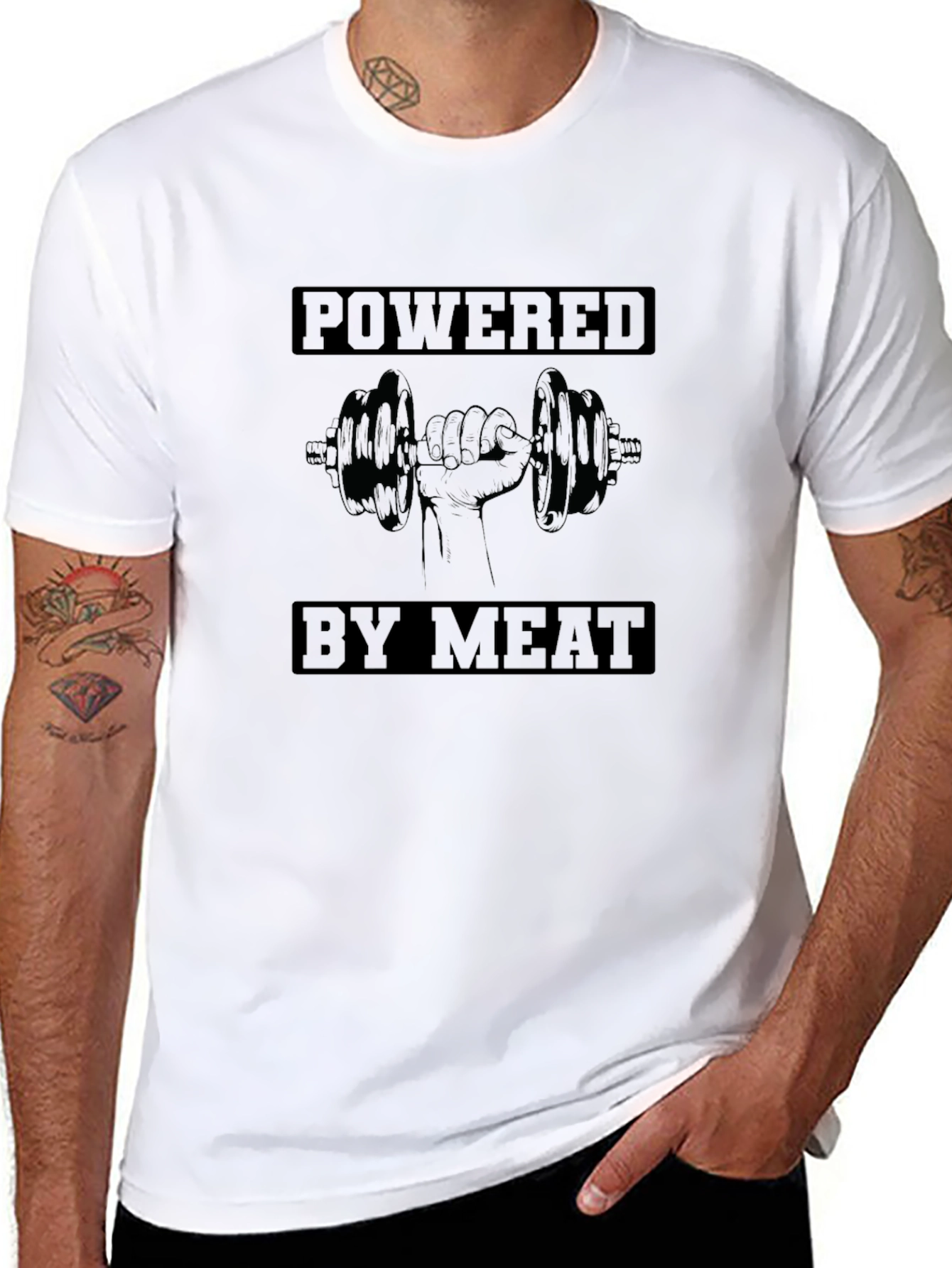 Powered By Meat T-Shirt - Gym & Fitness