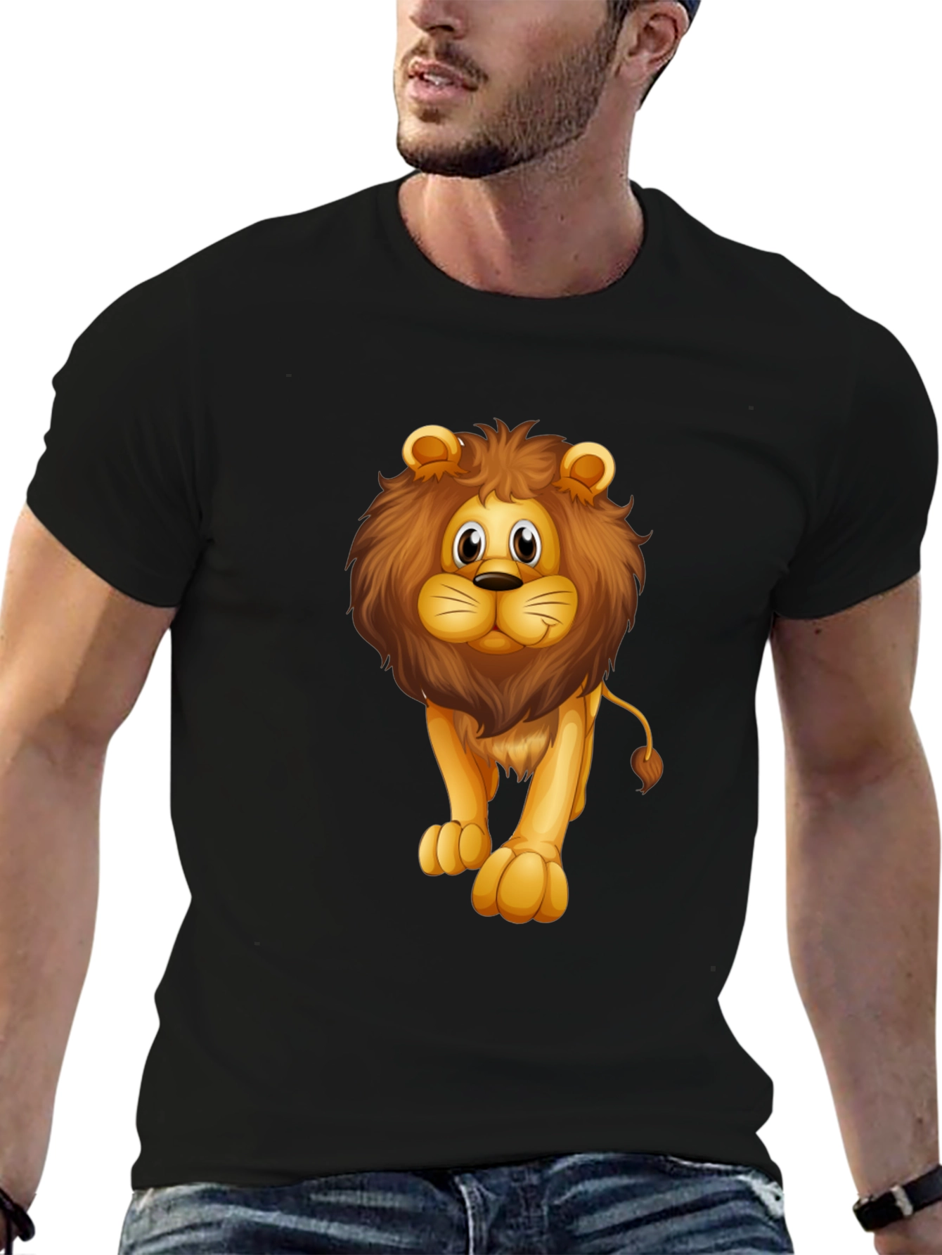 Lion Graphic Black T-Shirt for Men