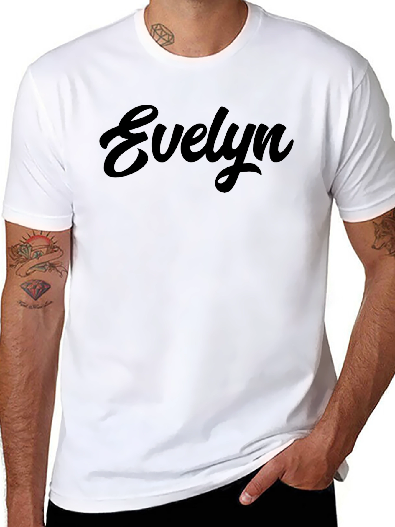 Evelyn Script Black T-Shirt - Casual Cotton Tee