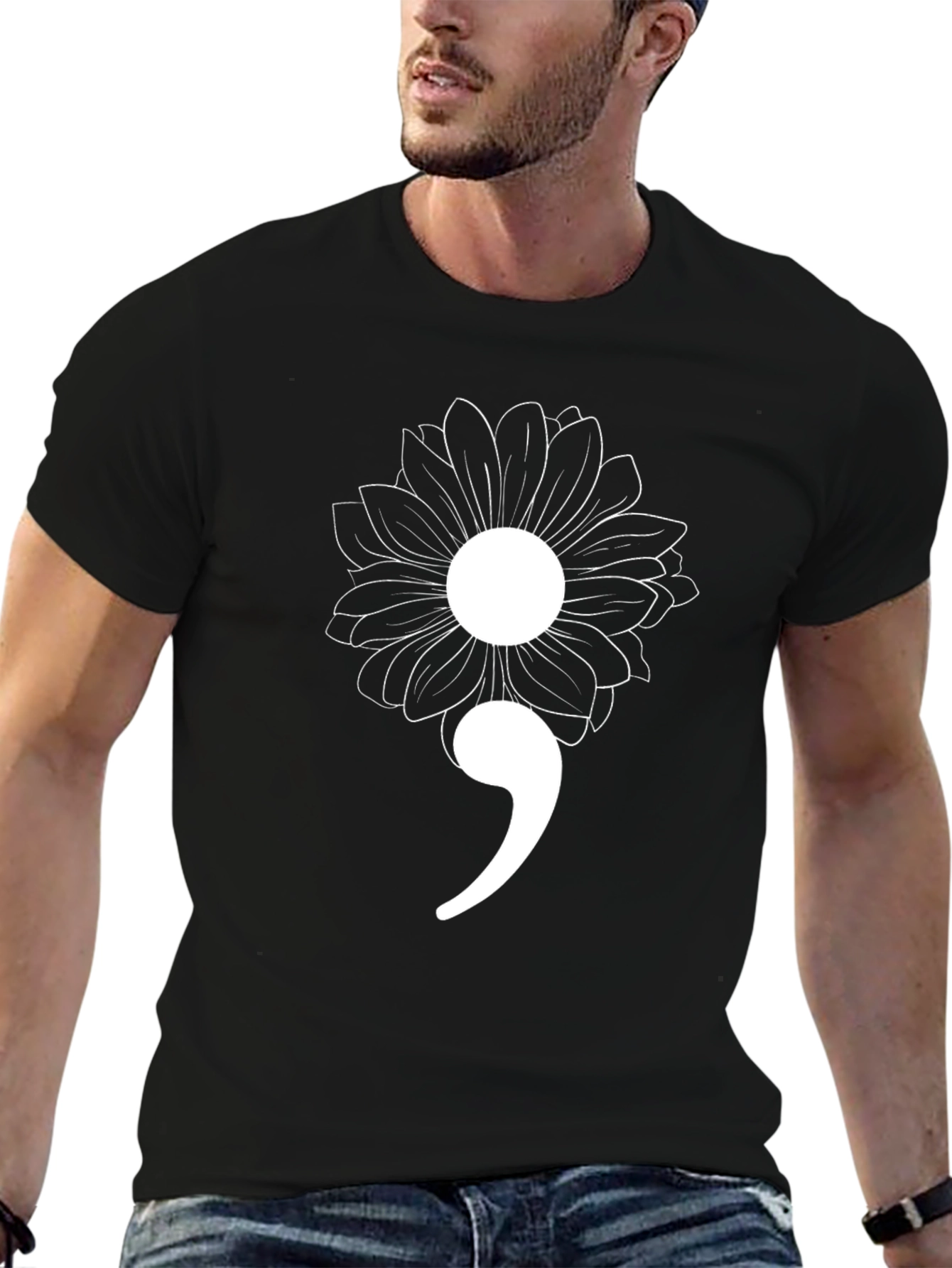 Semicolon Flower Mental Health Awareness Graphic Tee