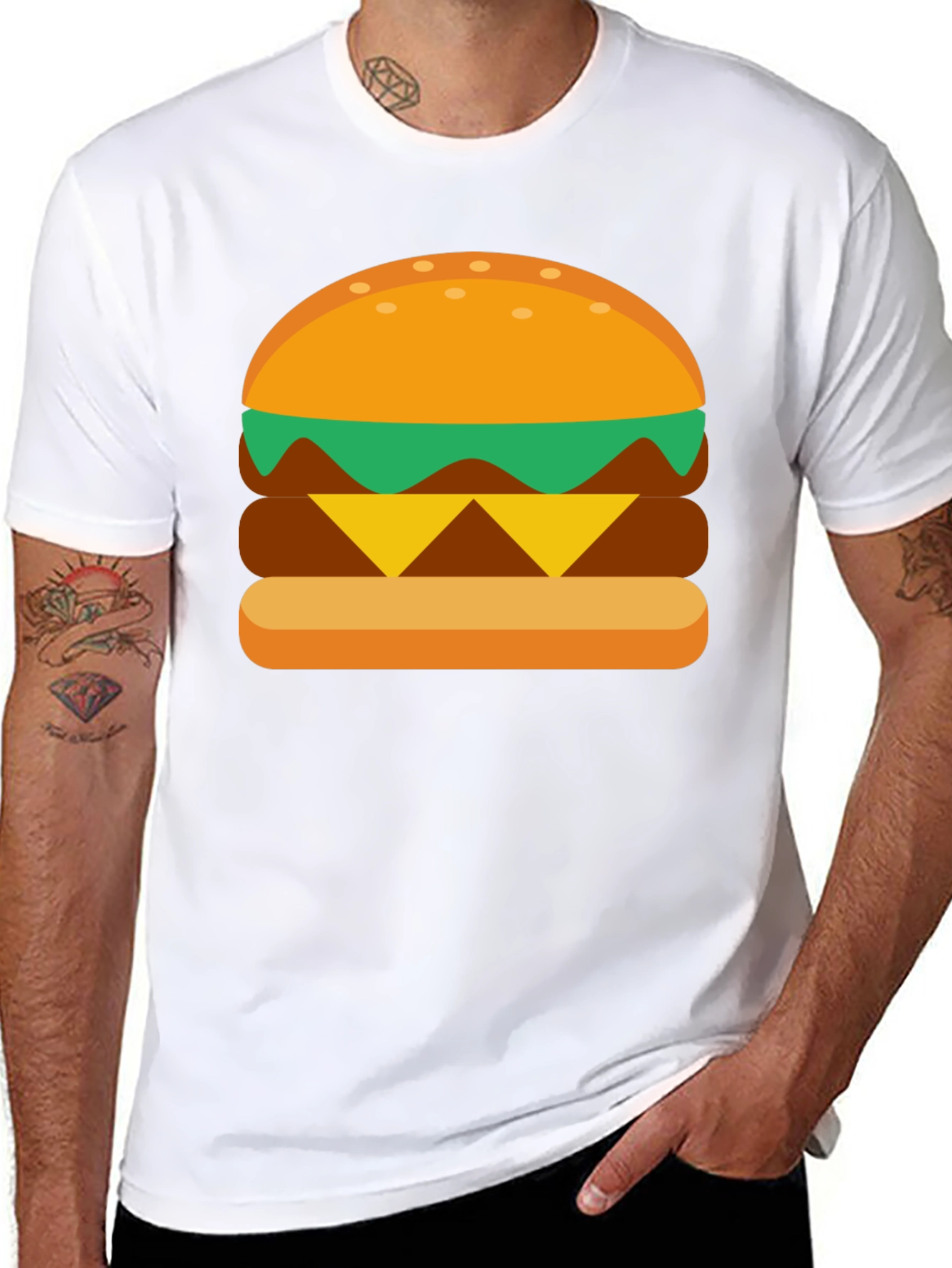 Burger Graphic Tee - Casual Cotton T-Shirt