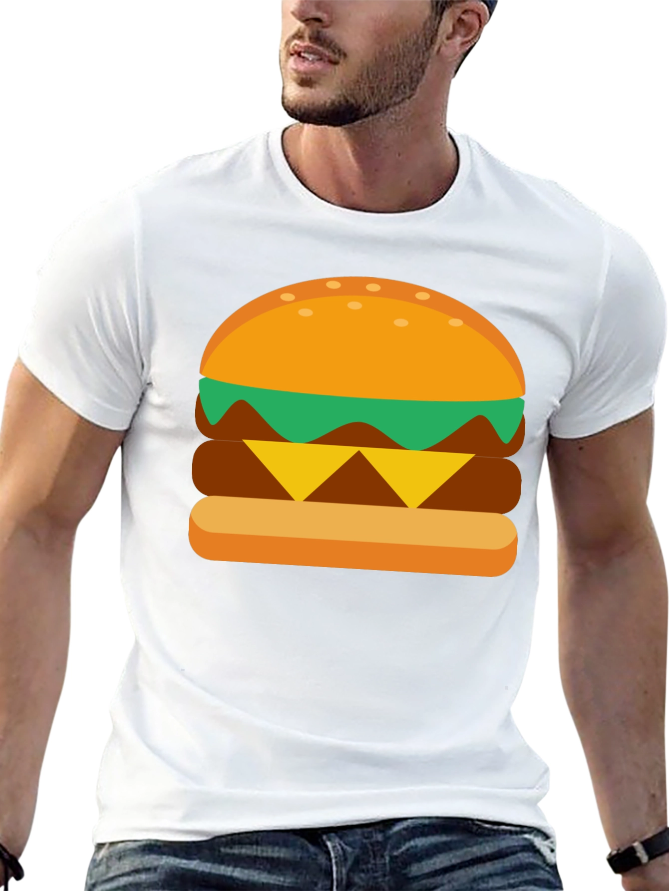 Burger Graphic Tee - Casual Cotton T-Shirt