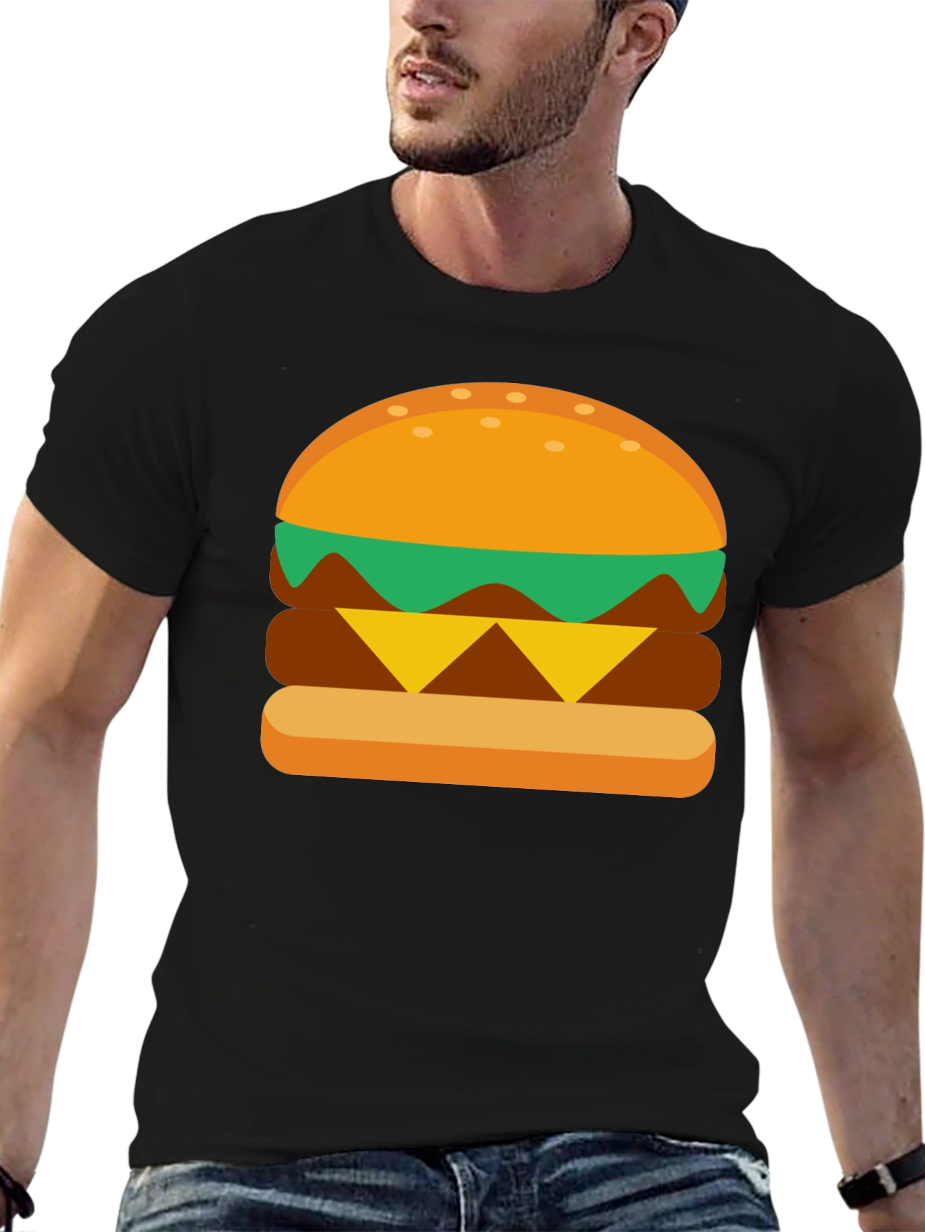 Burger Graphic Tee - Casual Cotton T-Shirt