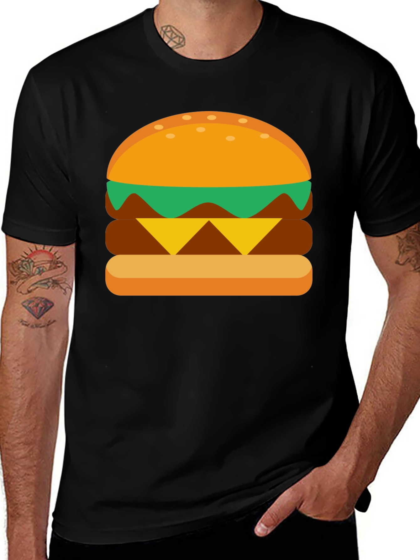 Burger Graphic Tee - Casual Cotton T-Shirt