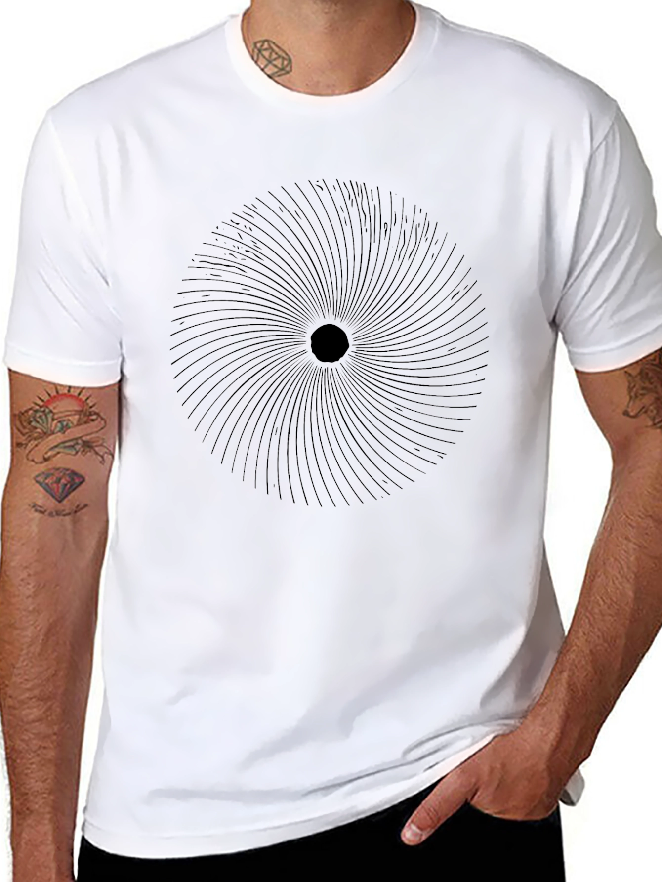 Abstract Vortex Graphic Black T-Shirt