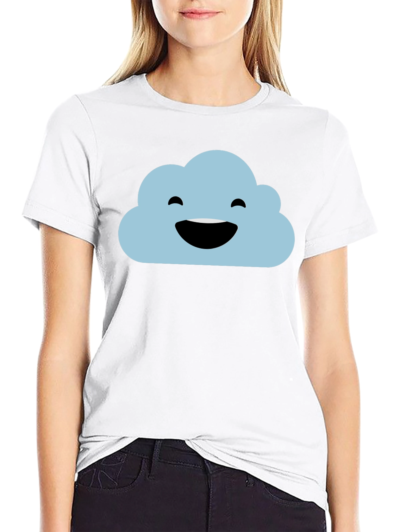 Happy Cloud Black T-Shirt - Weather Graphic Tee