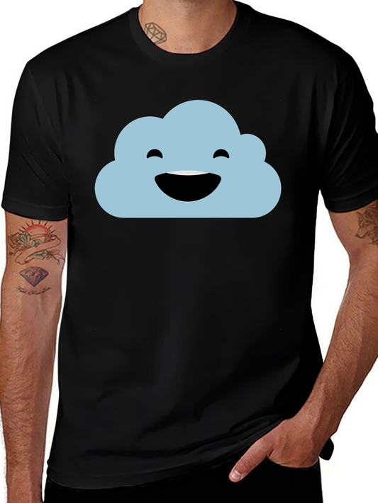 Happy Cloud Black T-Shirt - Weather Graphic Tee