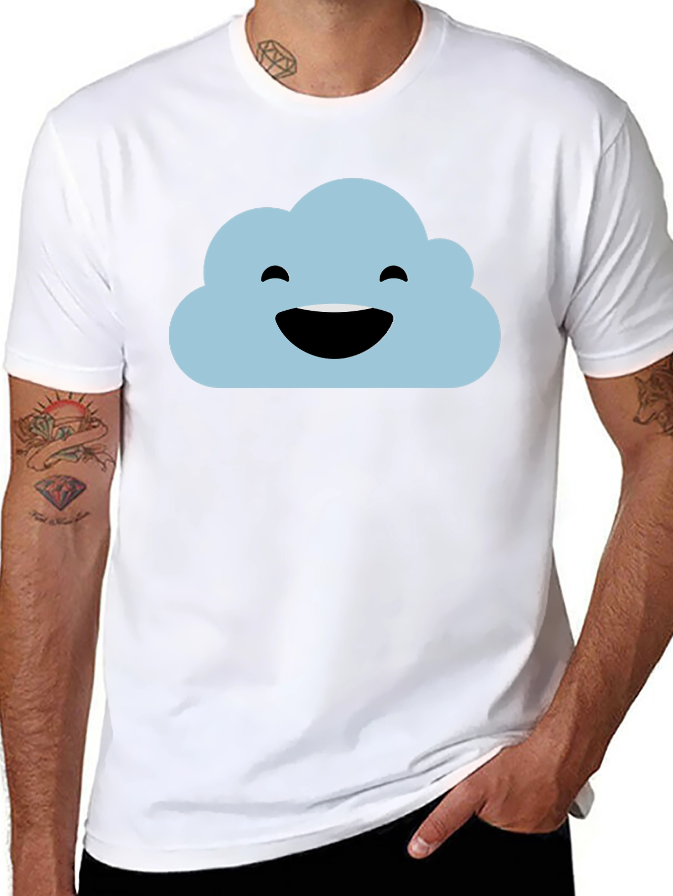 Happy Cloud Black T-Shirt - Weather Graphic Tee