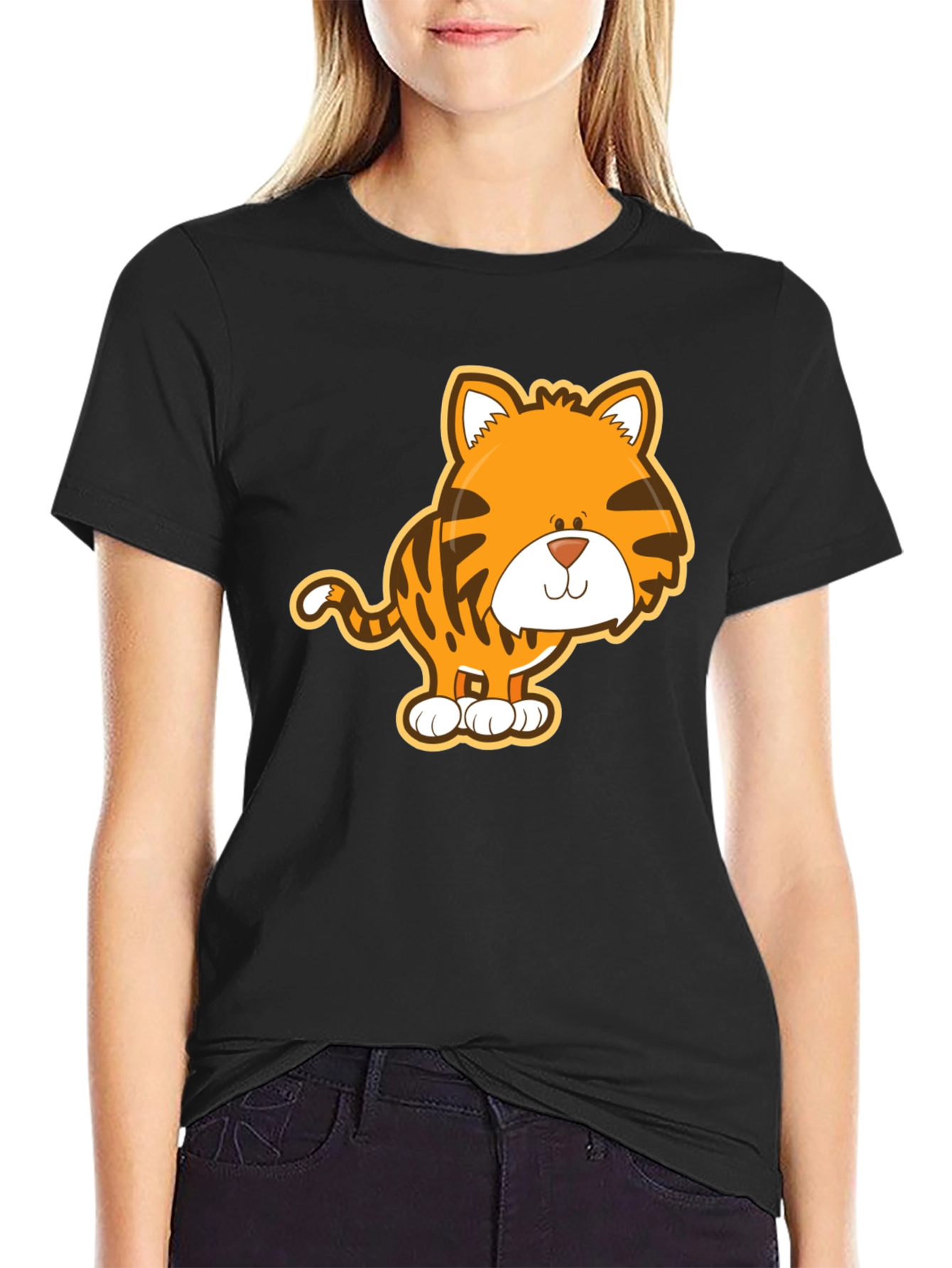 Cute Tiger Graphic Tee - Unisex Black T-Shirt