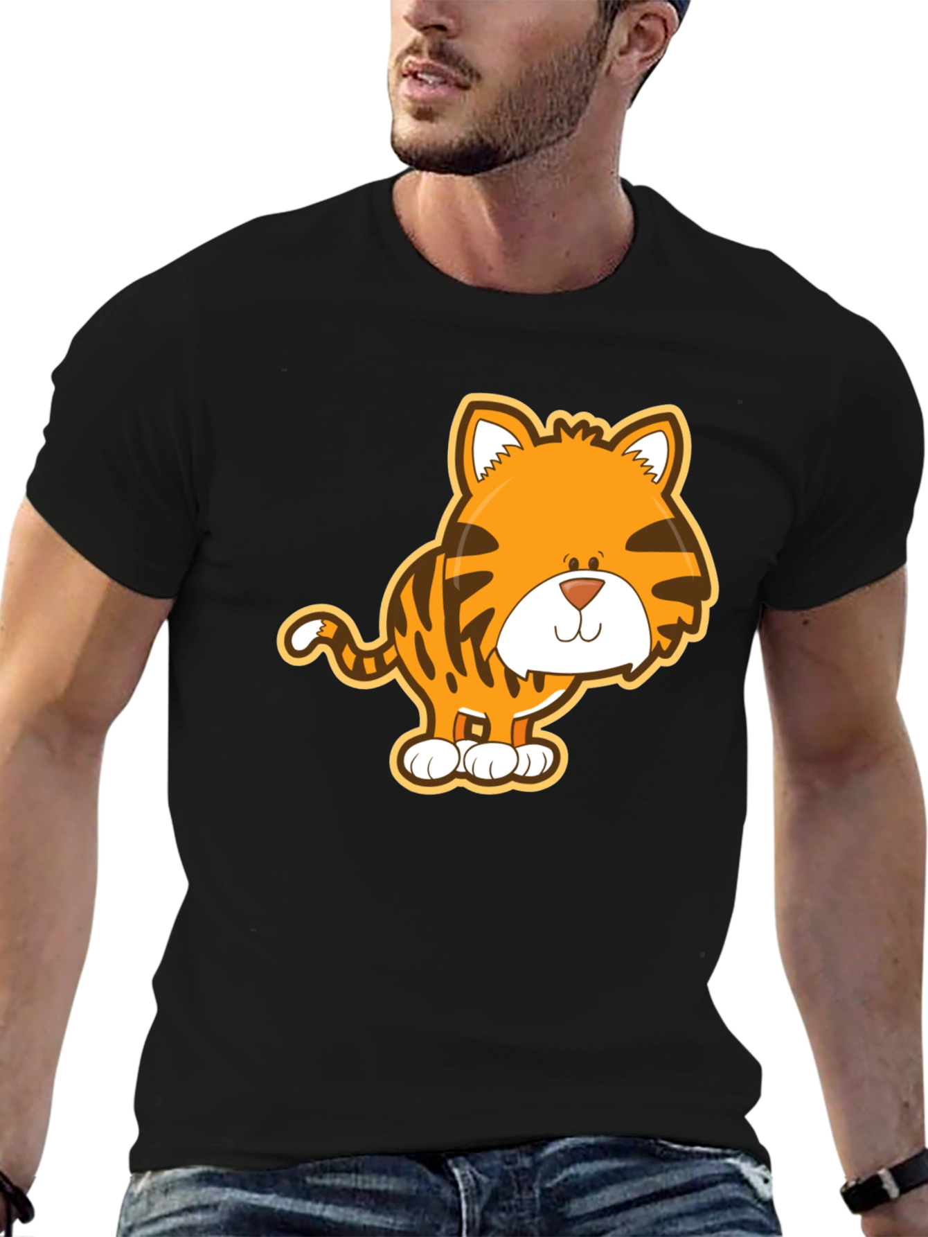 Cute Tiger Graphic Tee - Unisex Black T-Shirt