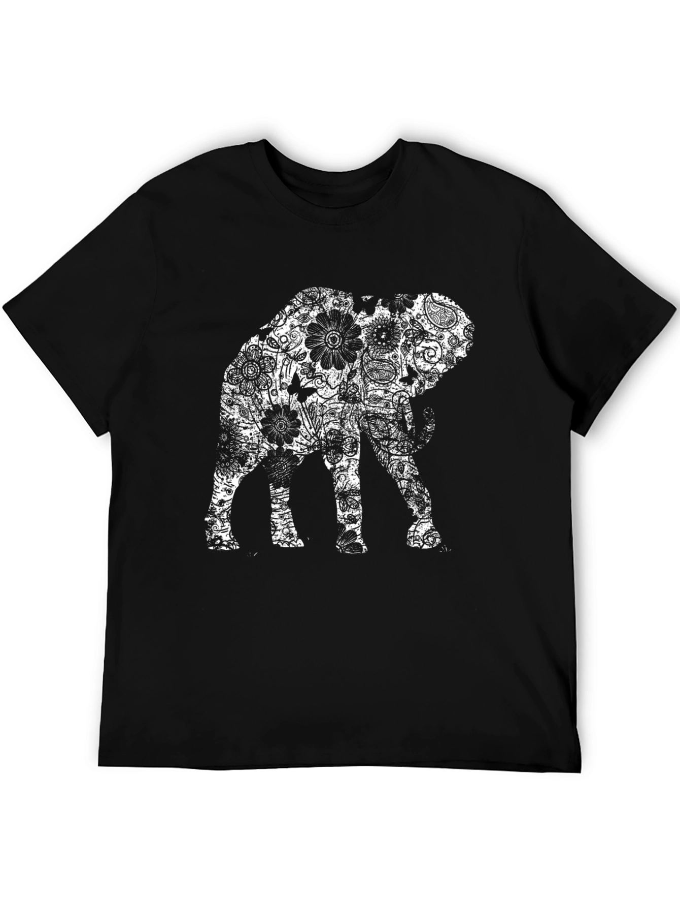 Floral Elephant Graphic Tee - Unique Print