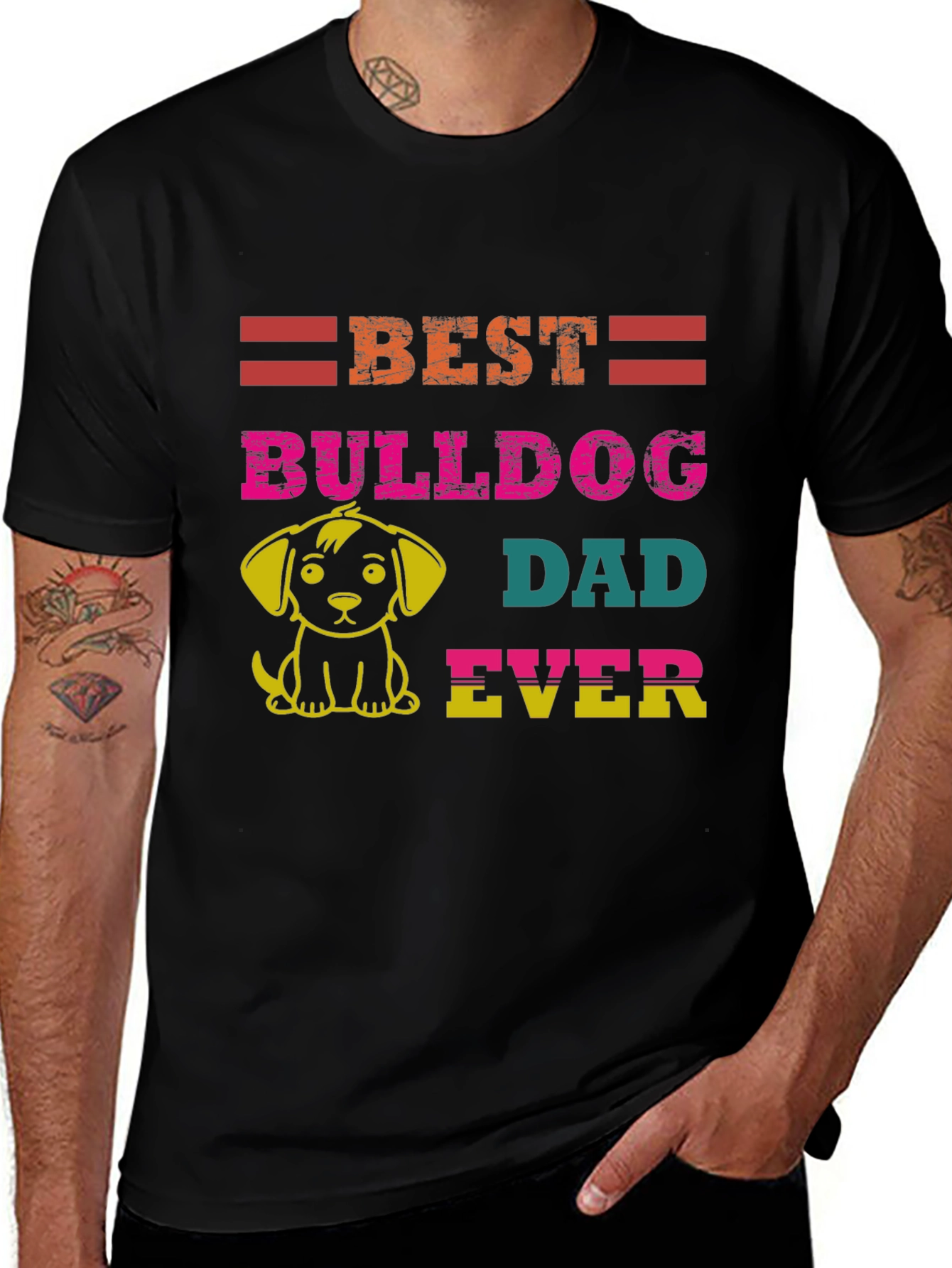 Best Bulldog Dad Ever Graphic T-Shirt