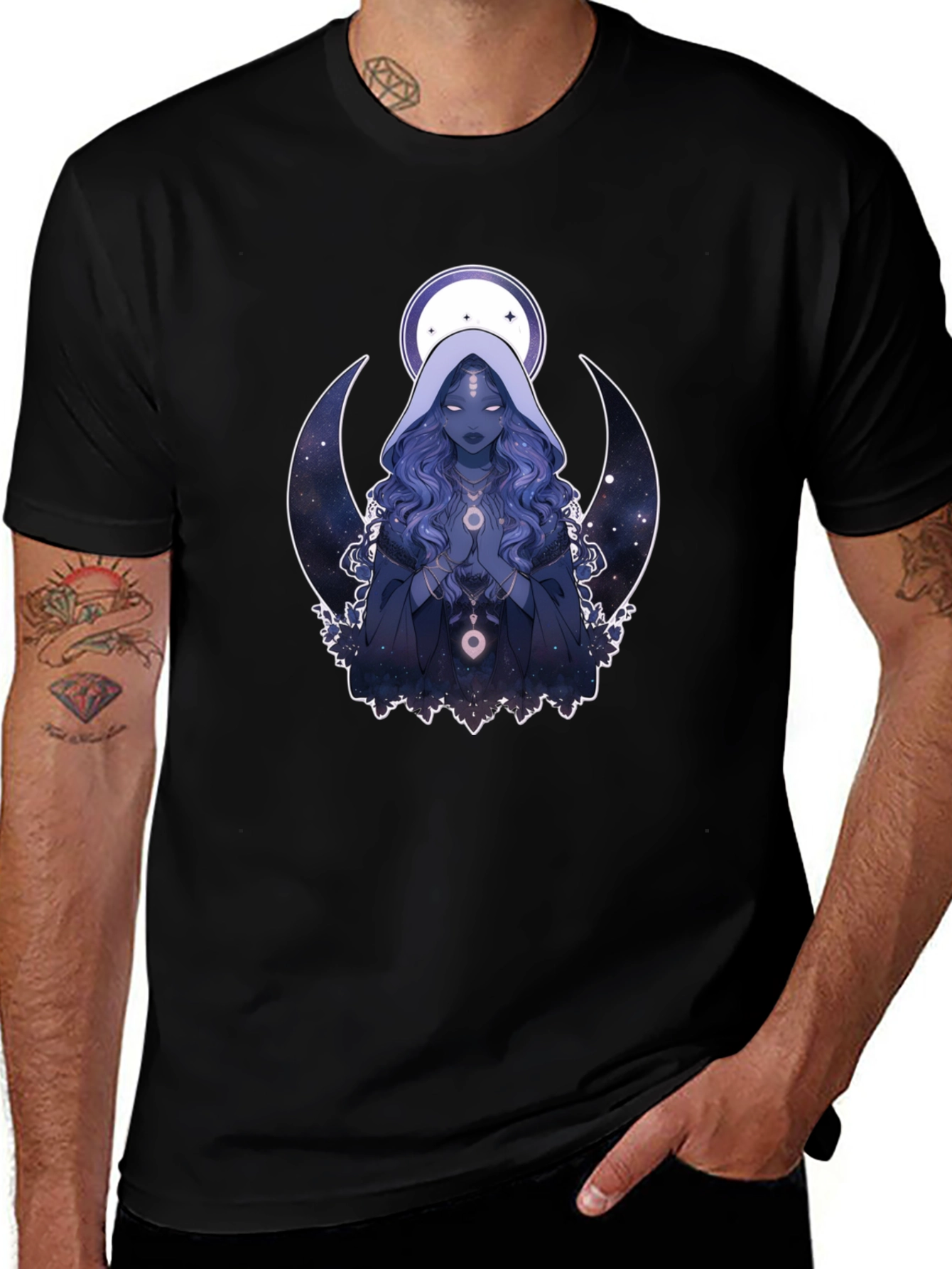 Celestial Crescent Moon T-Shirt - Unisex Black Tee