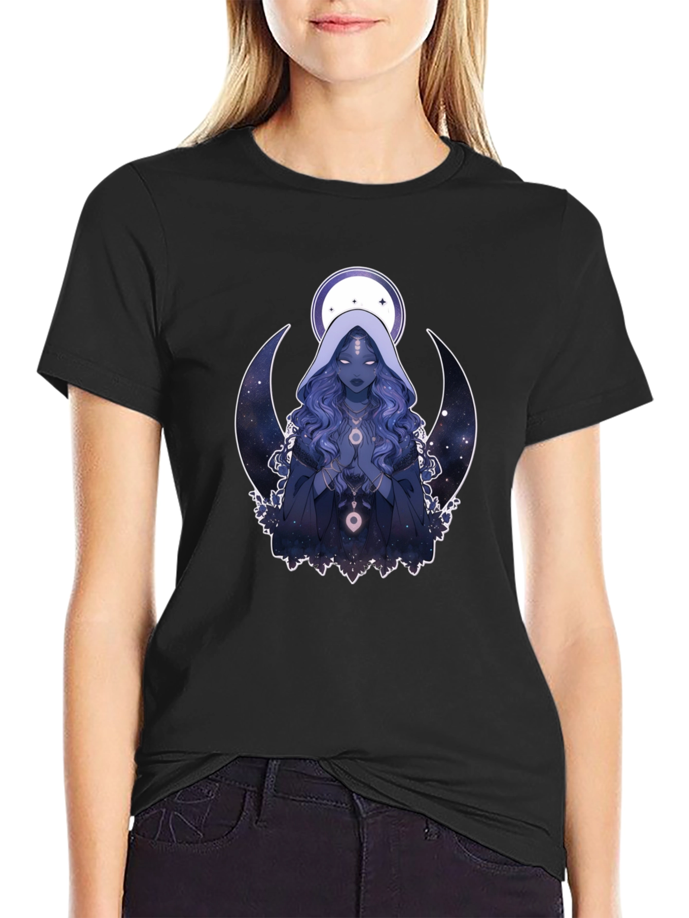 Celestial Crescent Moon T-Shirt - Unisex Black Tee