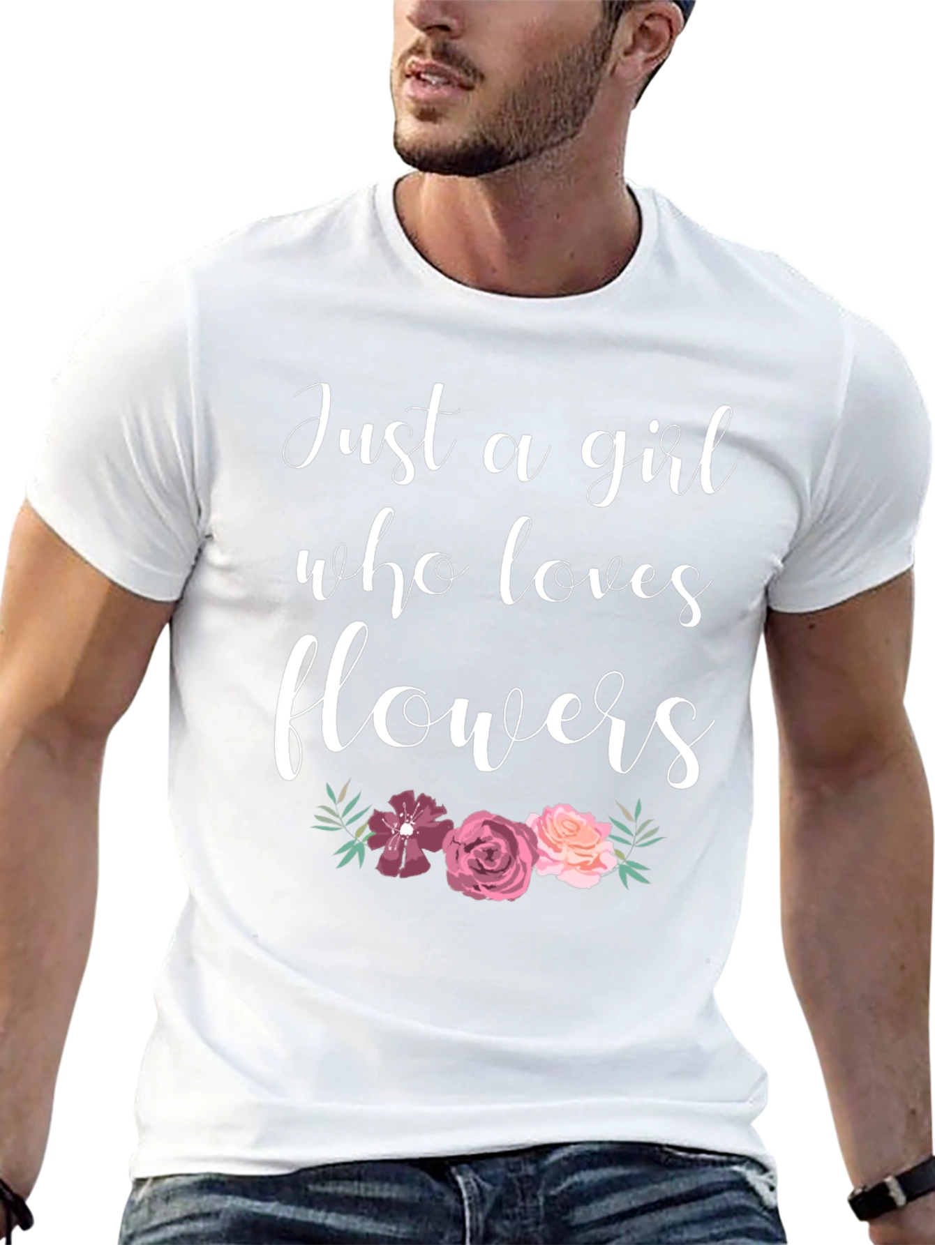 Just A Girl Who Loves Flowers Graphic T-Shirt