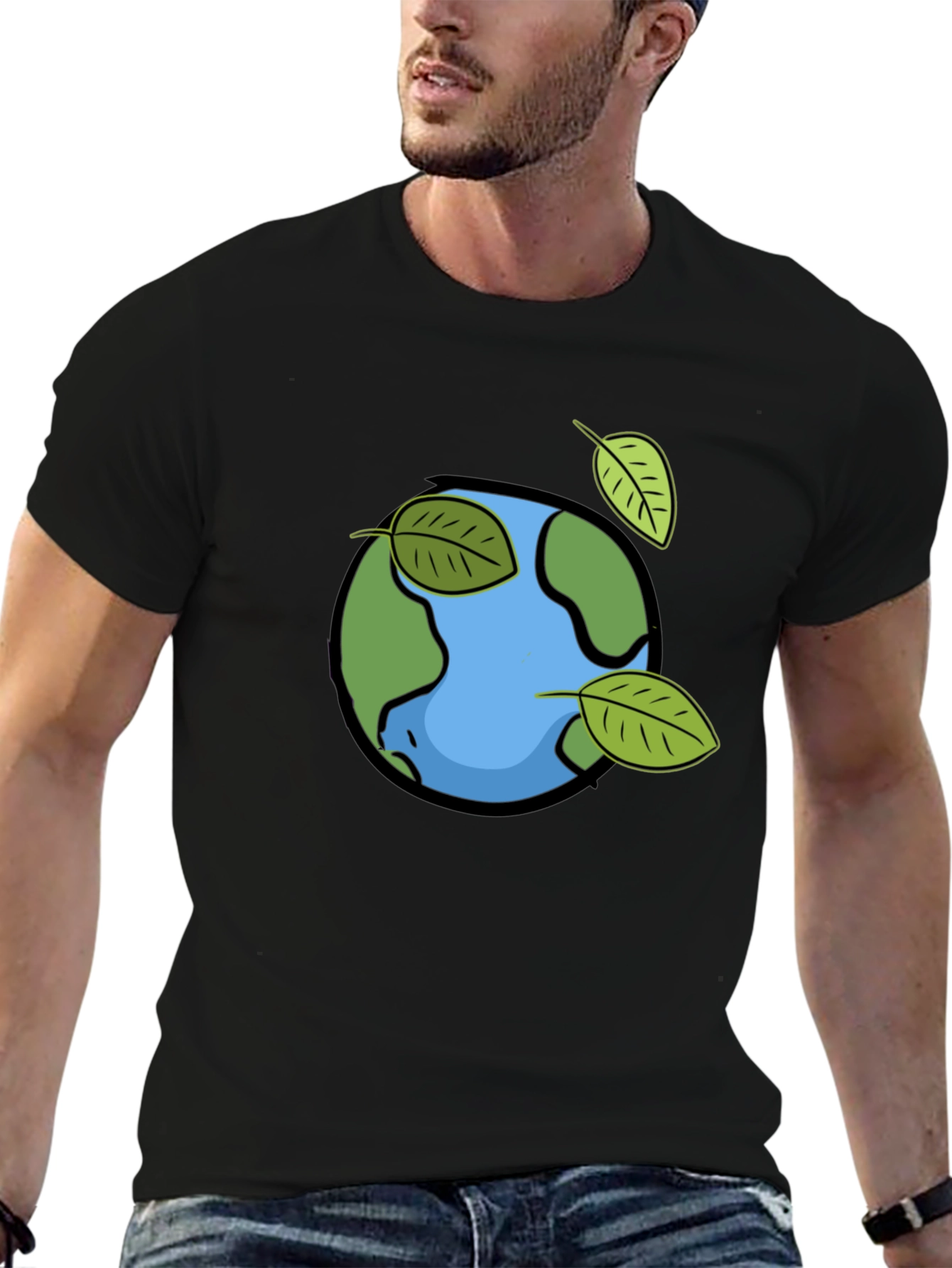 Eco Earth Graphic Tee - Black Cotton T-Shirt