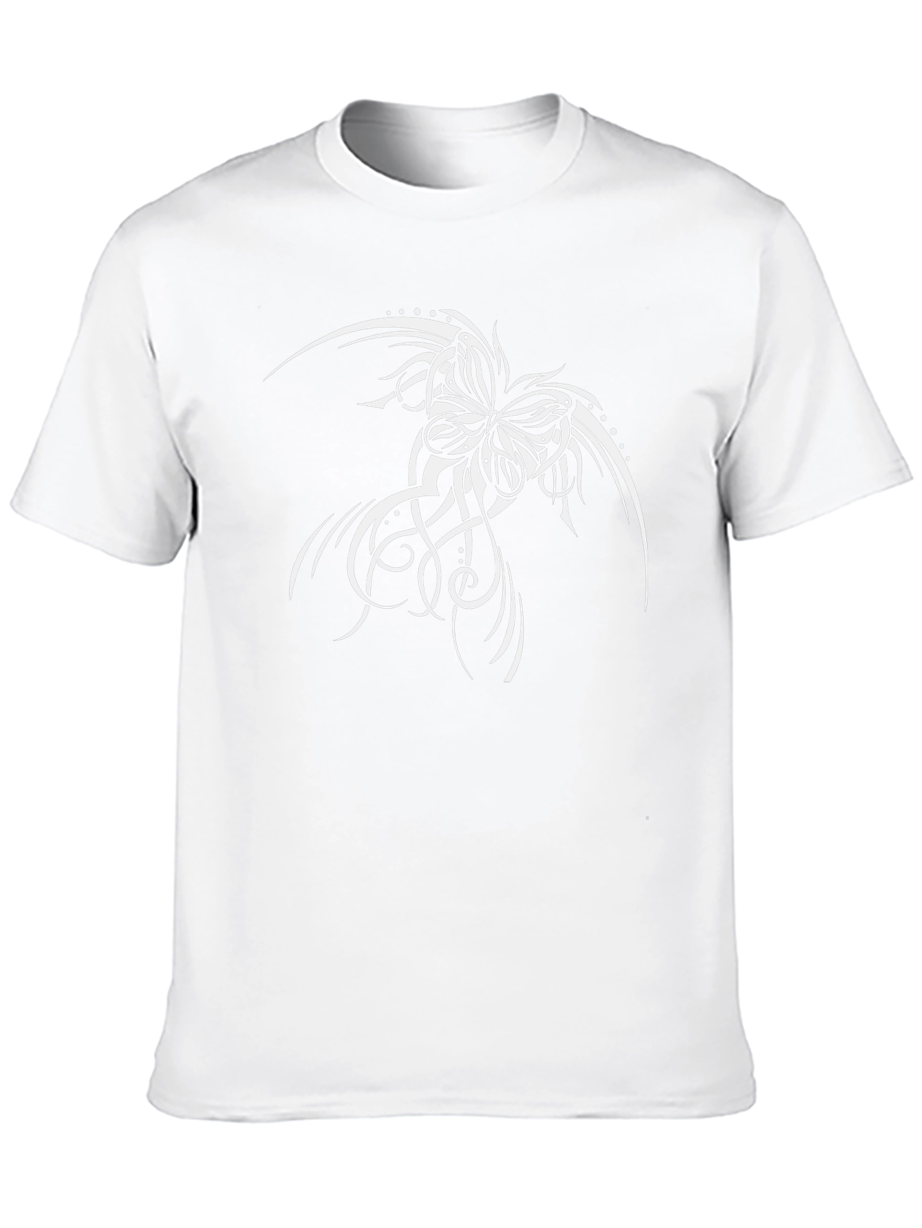 Black T-Shirt with Butterfly Tattoo Design