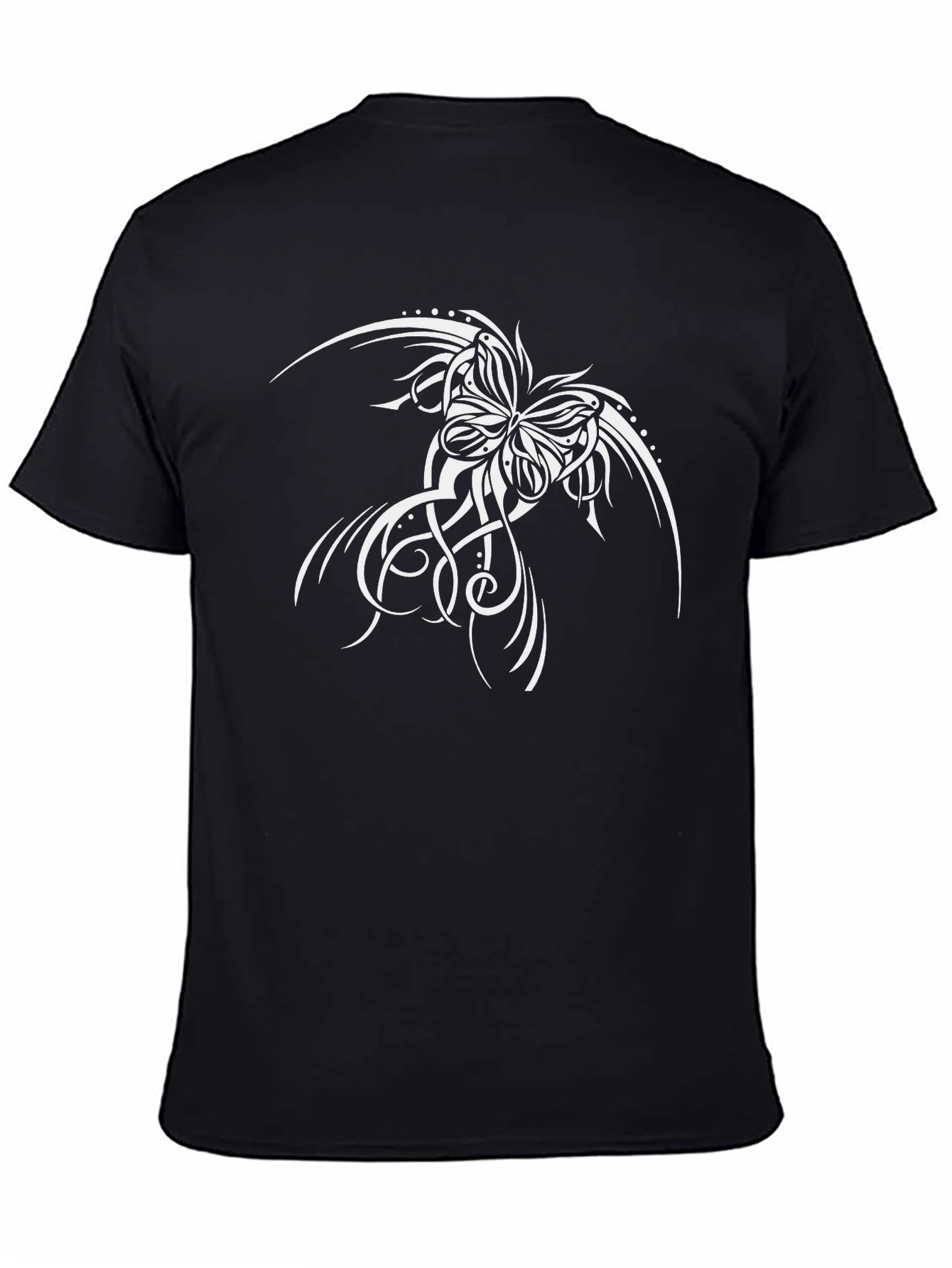 Black T-Shirt with Butterfly Tattoo Design