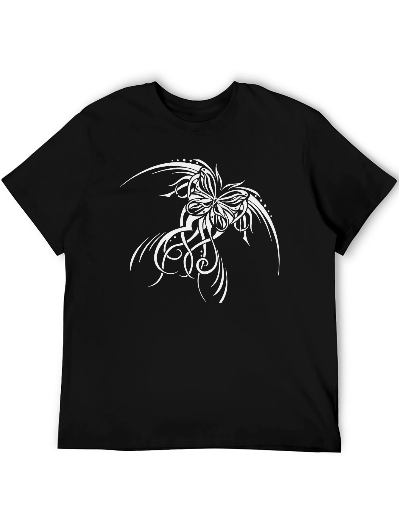 Black T-Shirt with Butterfly Tattoo Design