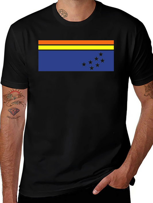 Flag Graphic Tee - Casual Black T-Shirt
