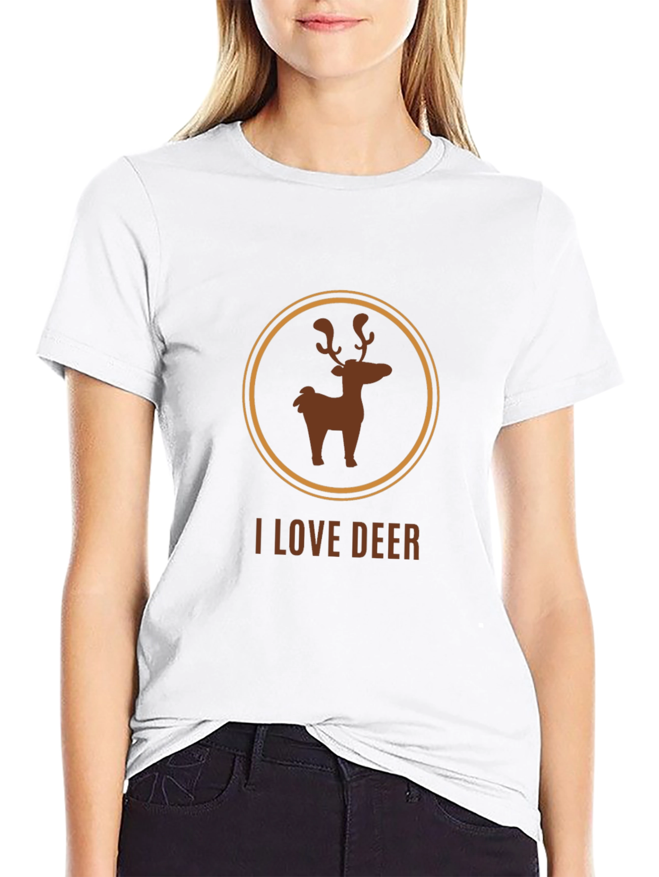 I Love Deer Graphic Tee - Black Cotton Blend