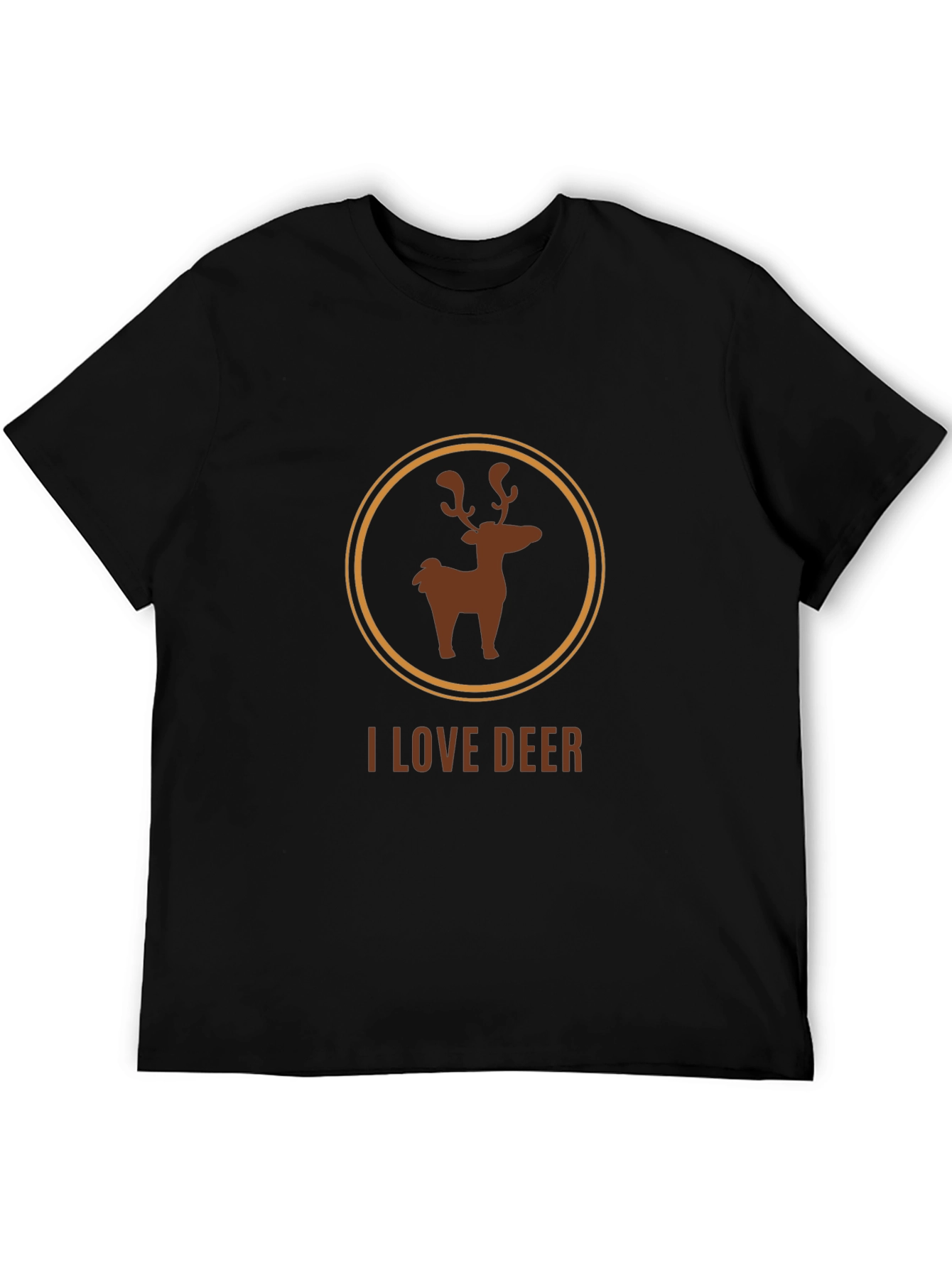 I Love Deer Graphic Tee - Black Cotton Blend