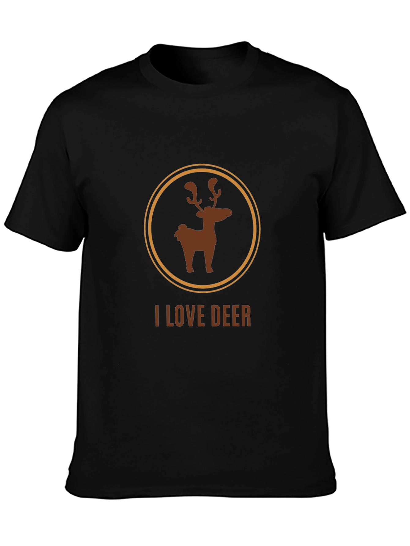 I Love Deer Graphic Tee - Black Cotton Blend