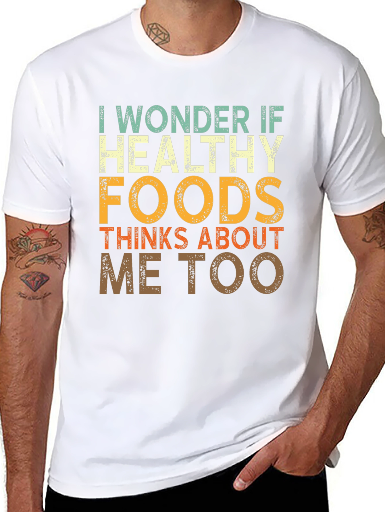 I Wonder If Healthy Foods Funny Graphic Tee