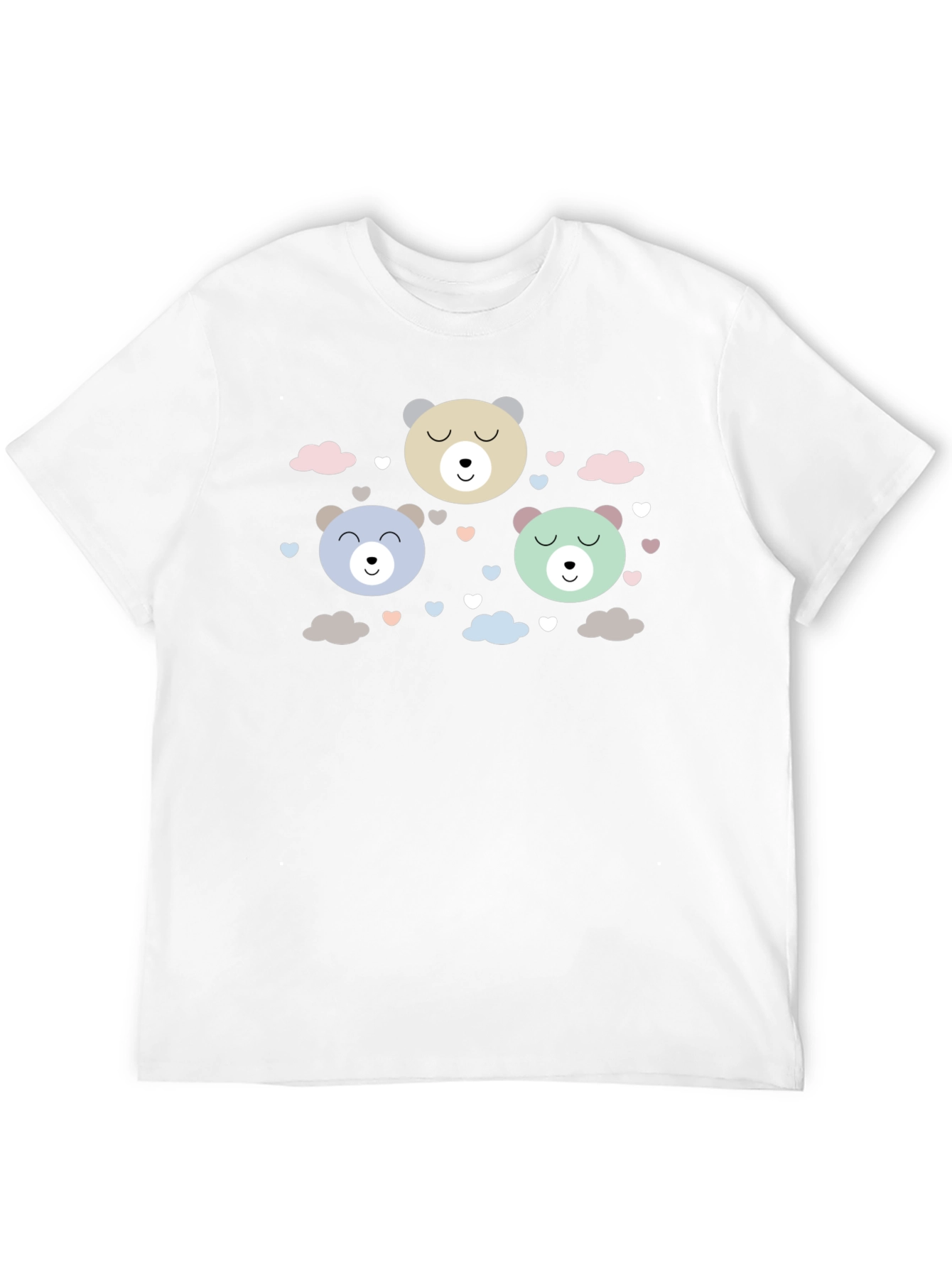 Cute Bear Print Black T-Shirt