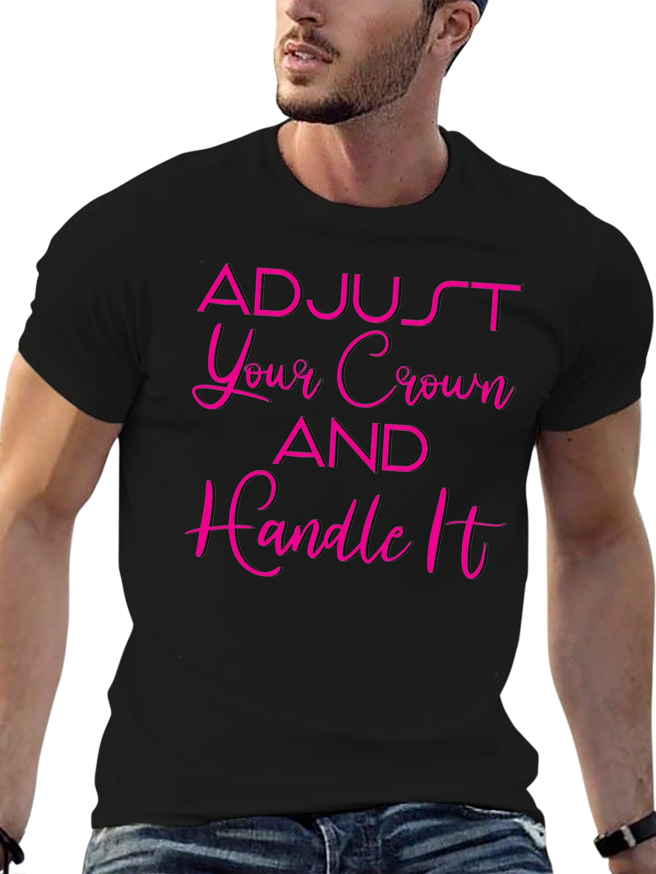 Adjust Your Crown Black Graphic Tee