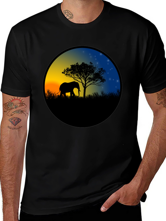 Elephant Silhouette Sunset T-Shirt