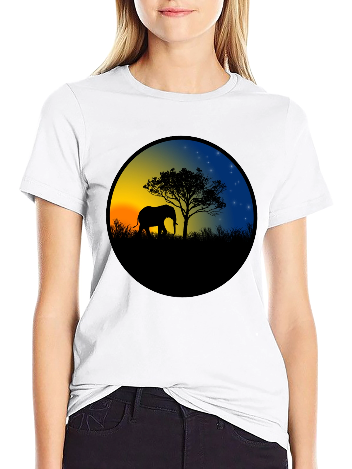 Elephant Silhouette Sunset T-Shirt