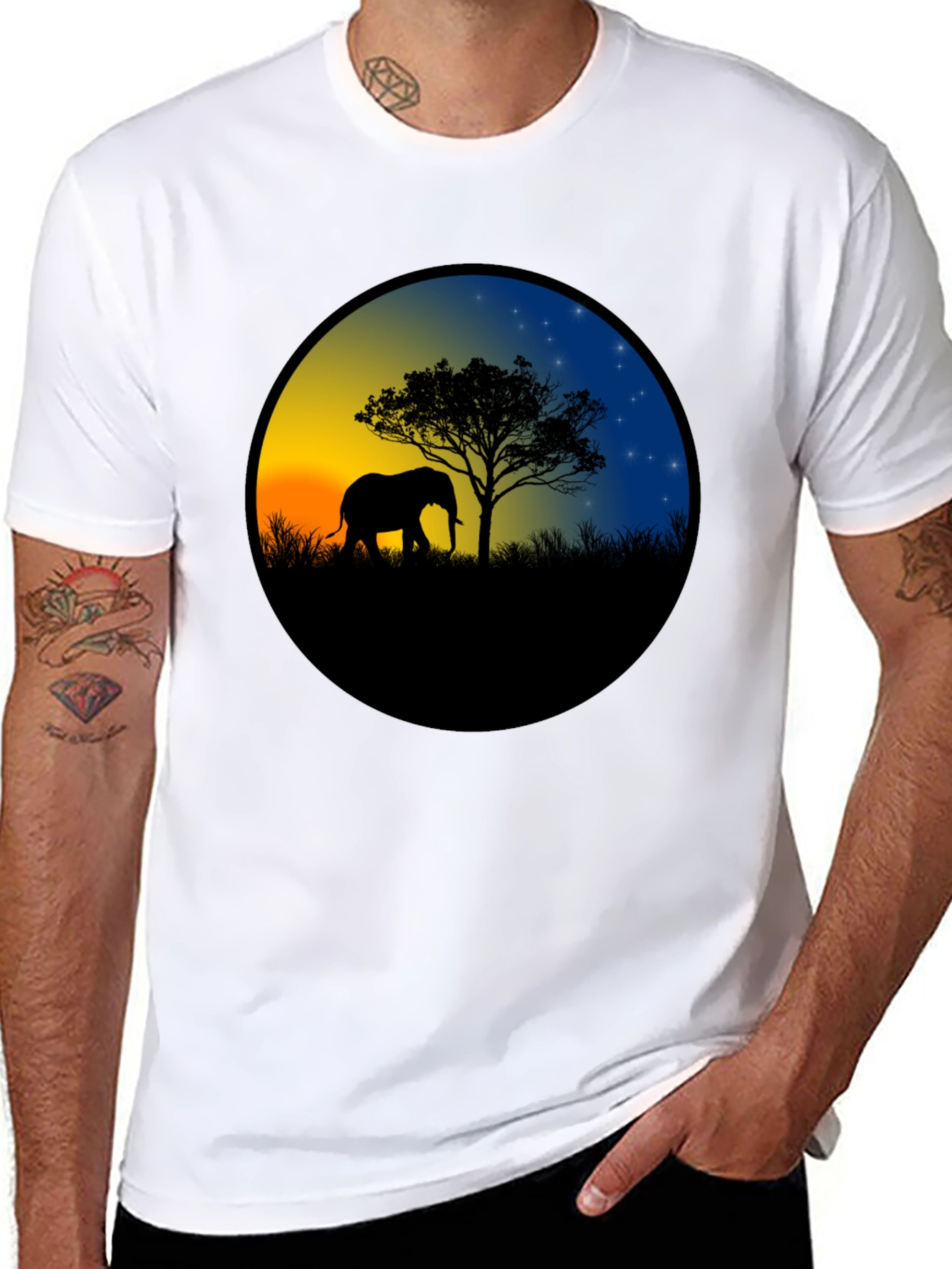 Elephant Silhouette Sunset T-Shirt