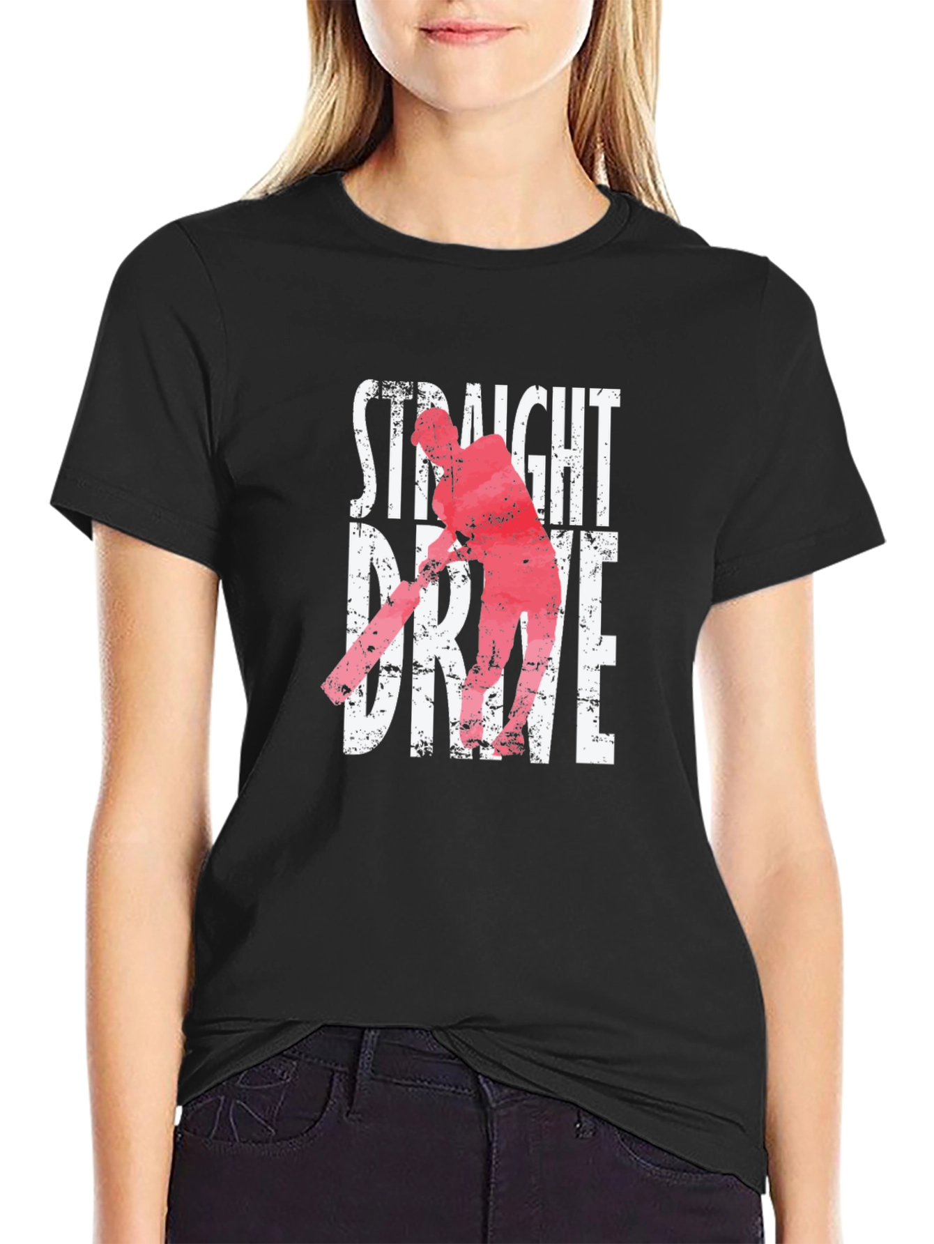 Straight Drive Cricket Graphic Tee - Black