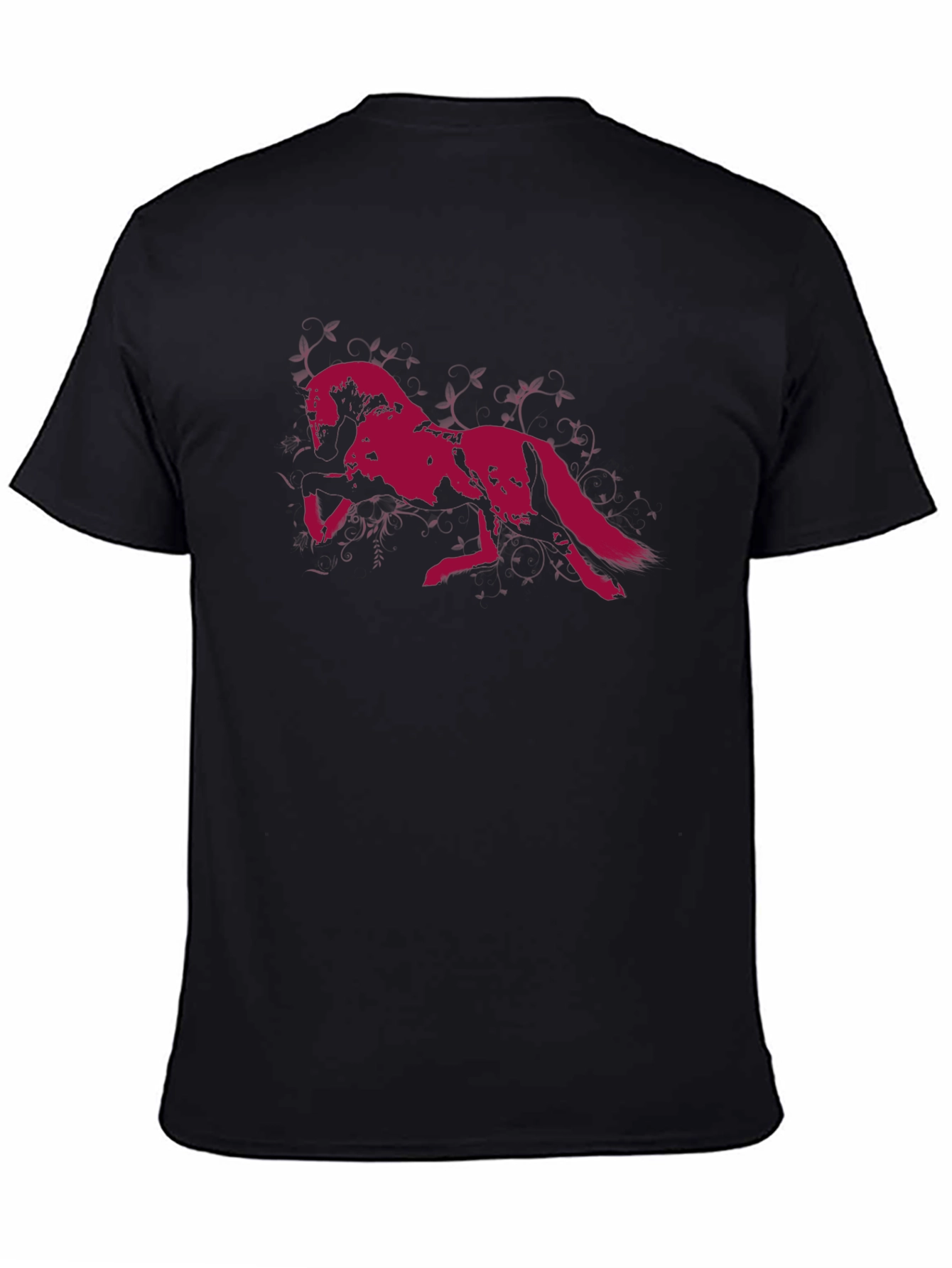Black T-Shirt with Running Wolf Graphic
