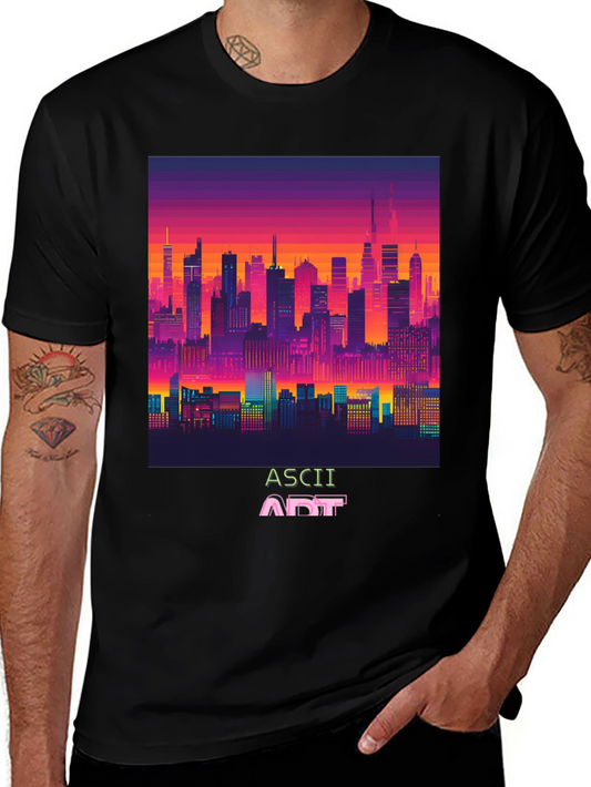 Retro Pixel Cityscape T-Shirt